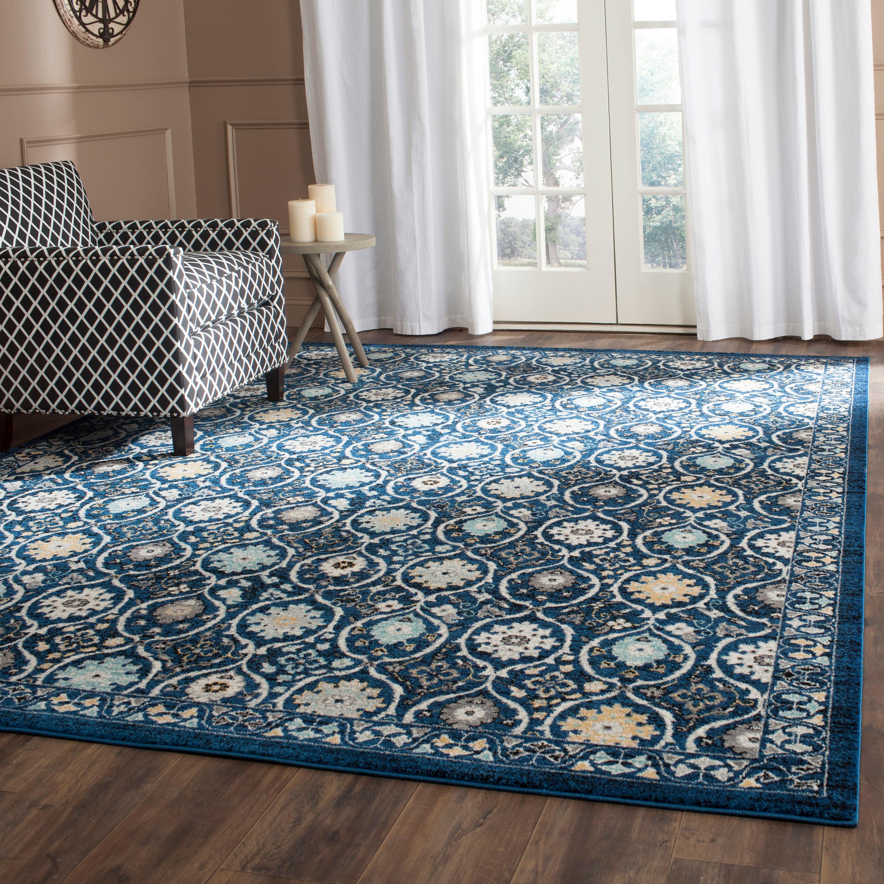 Evoke EVK210 Power Loomed Area Rug - Royal/Ivory - 6'7"x9' - Safavieh.