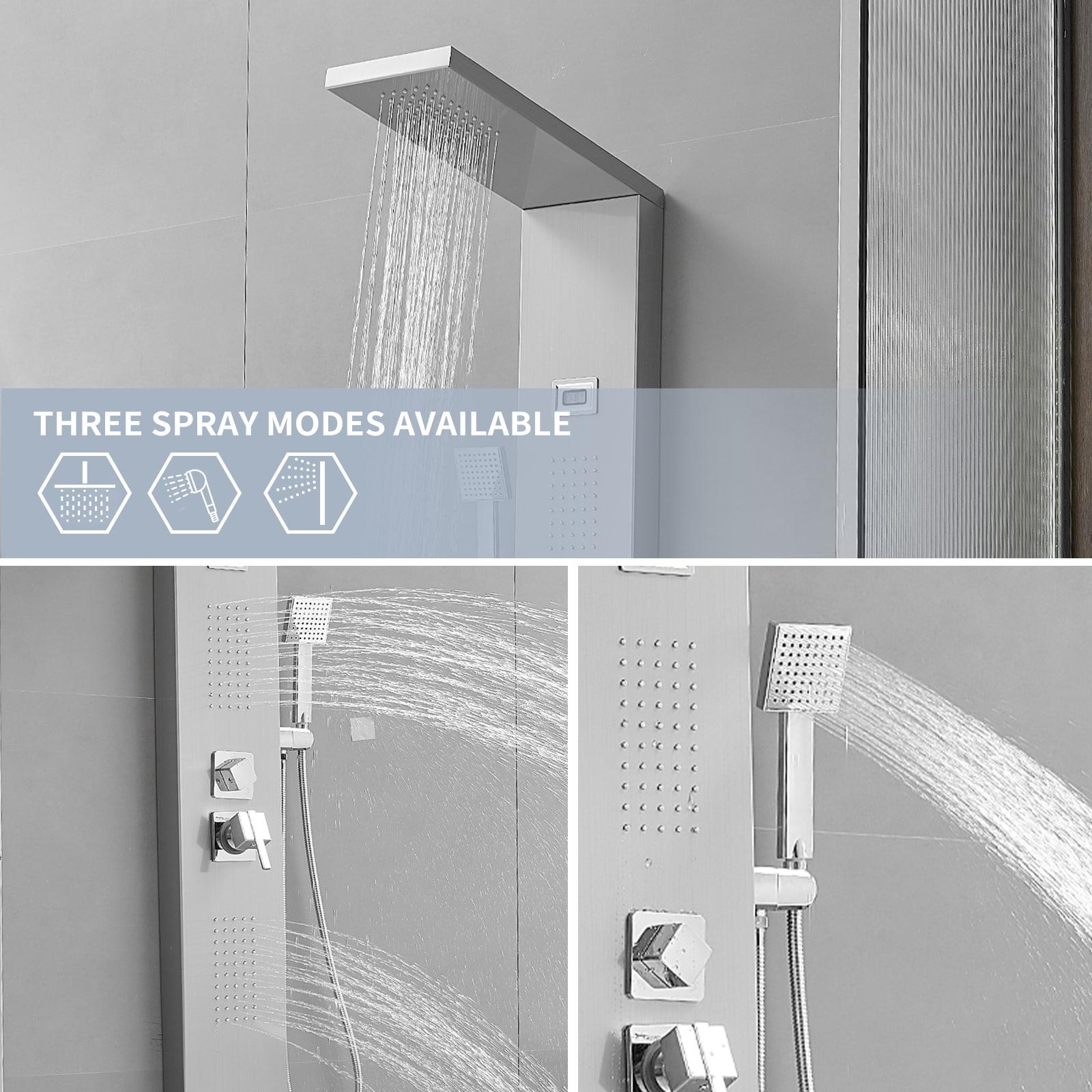 BWE 2-Jet Rainfall Shower Tower Shower Panel System with Rainfall Shower Head and Shower Wand