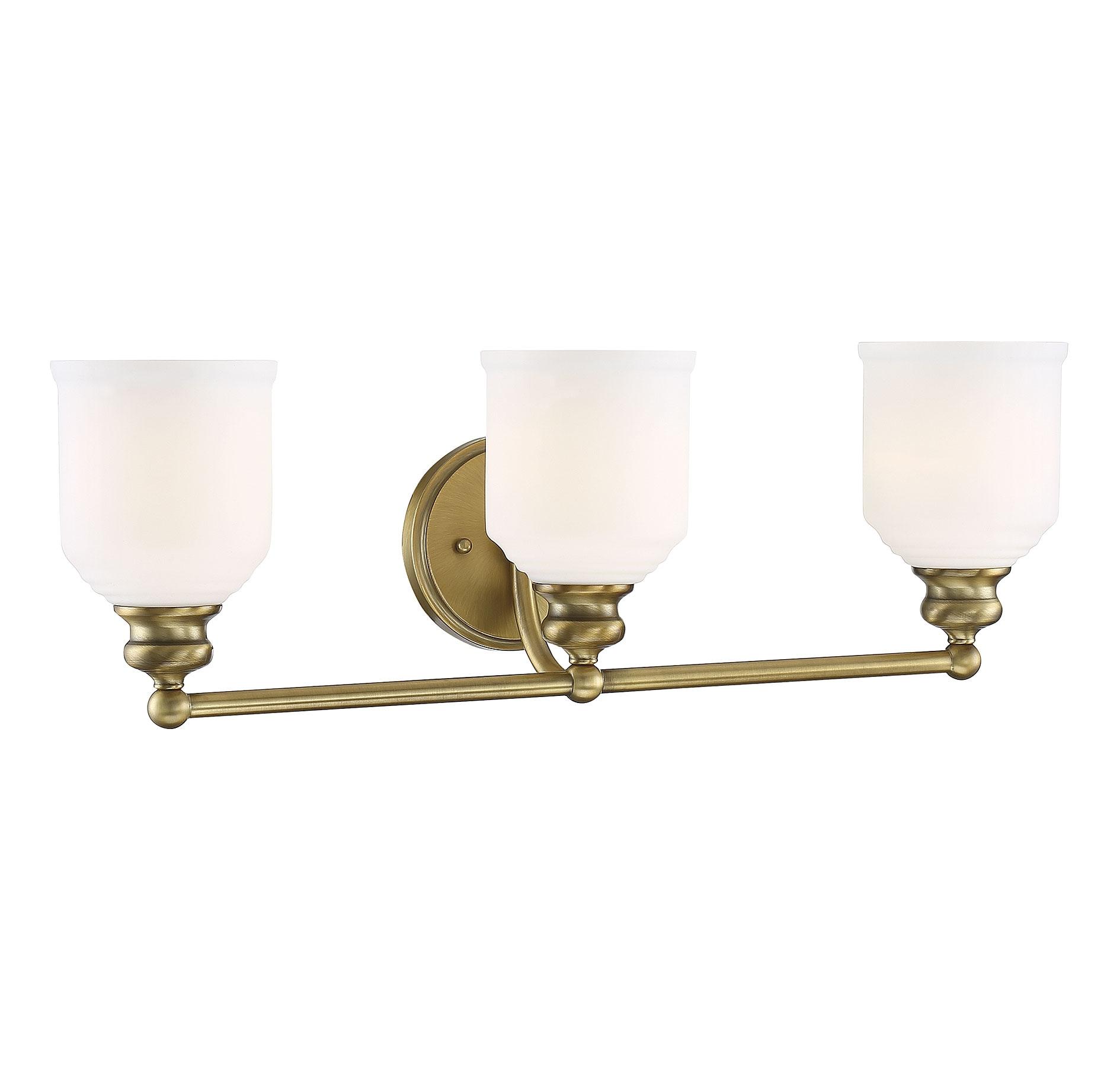 Warm Brass 3-Light Dimmable Bathroom Vanity Fixture