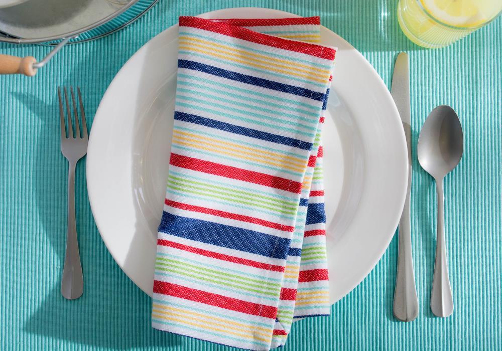 DII Modern Style Cotton Ribbed Placemat in Aqua Blue (Set of 6)