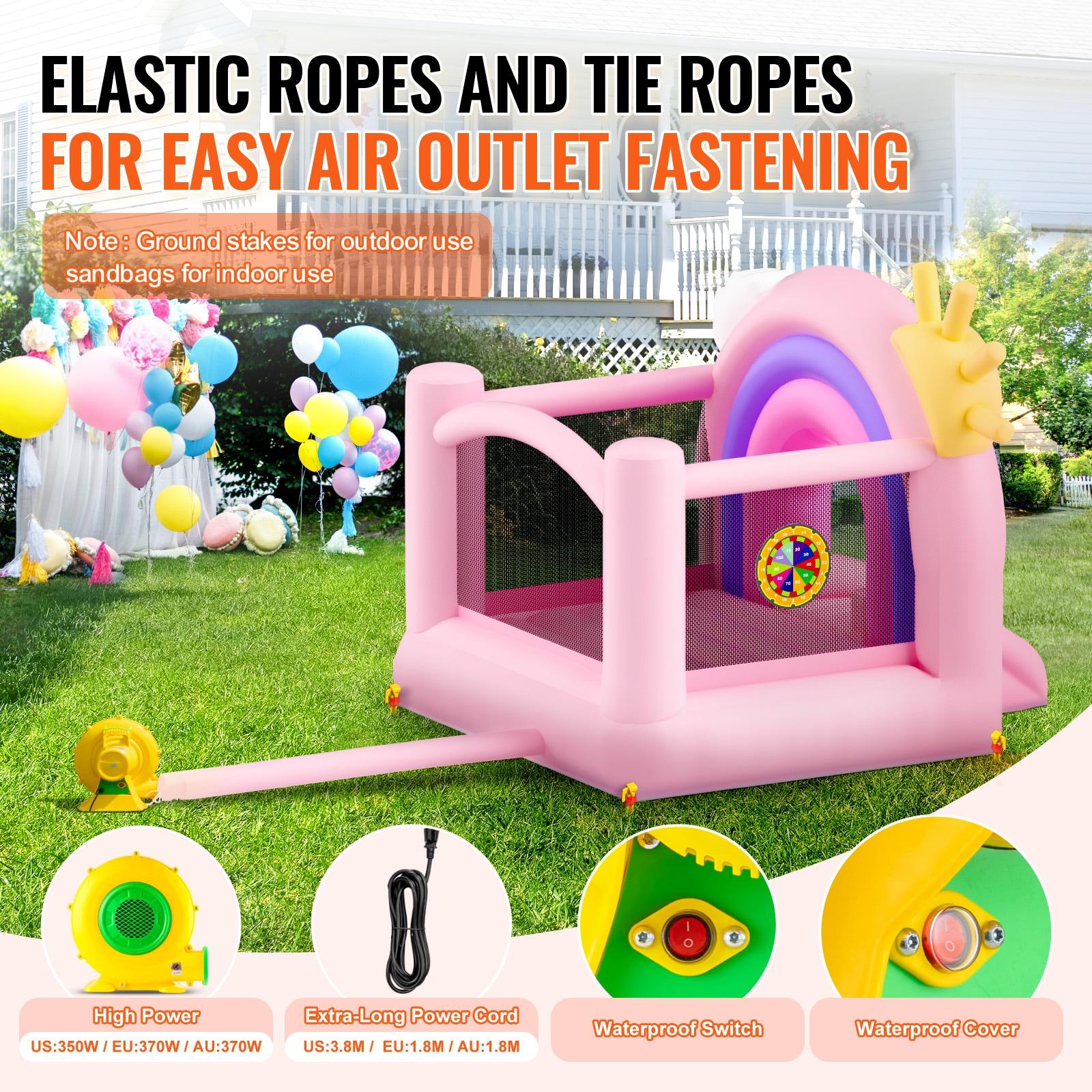 VEVOR White Bounce House, Toddler Bounce House for Kids 1-3, Inflatable Nightclub for Girls Age 4–8 Jumping Bouncer with Blower, Slide, Storage Bag, Family Backyard Bouncy Castle, 110x91x91 inch