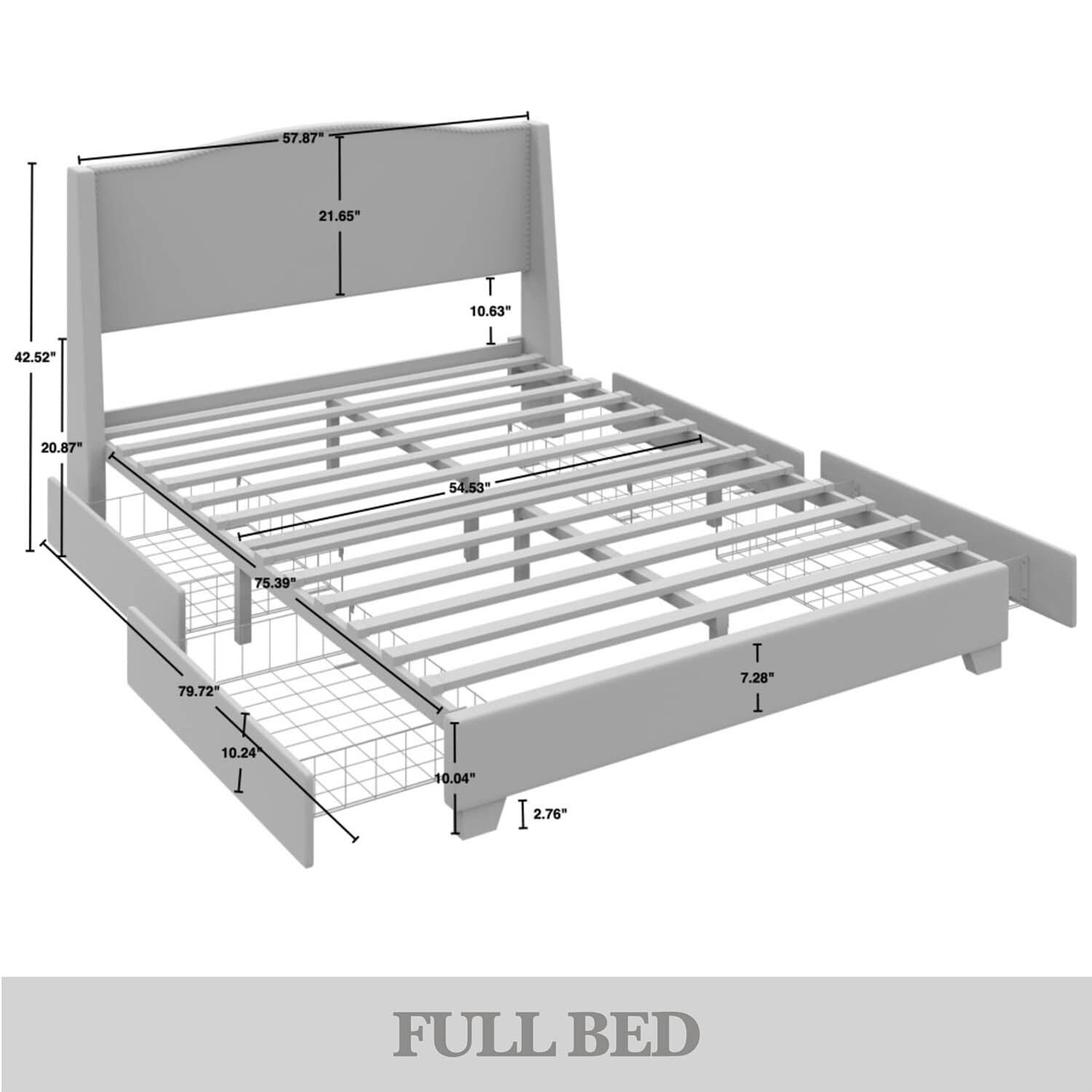 ChaletPosh Full Size Platform Bed with Storage Beige Linen