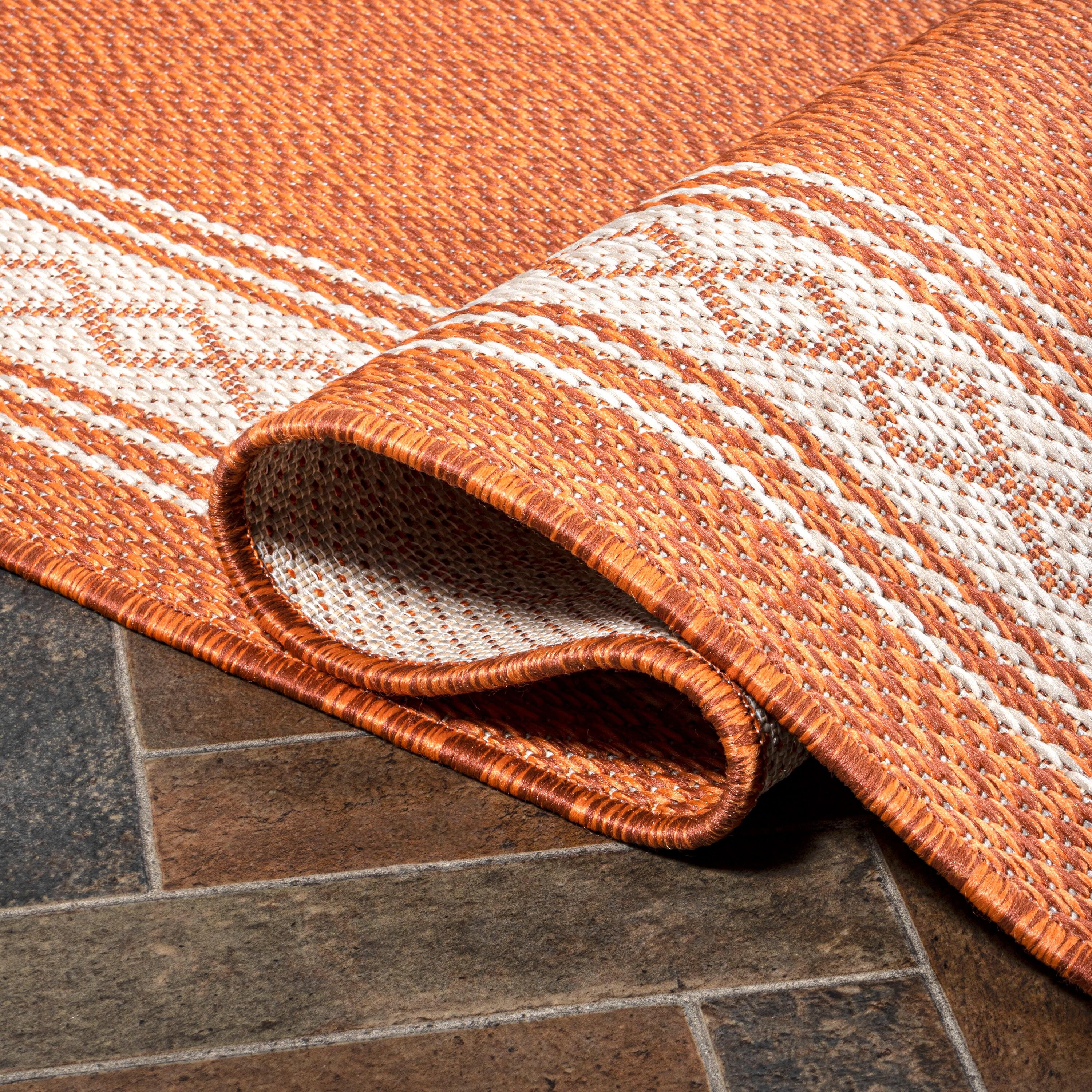 5' x 8' Lucia Classic Diamond Border Indoor/Outdoor Area Rug, Orange/Cream - JONATHAN Y