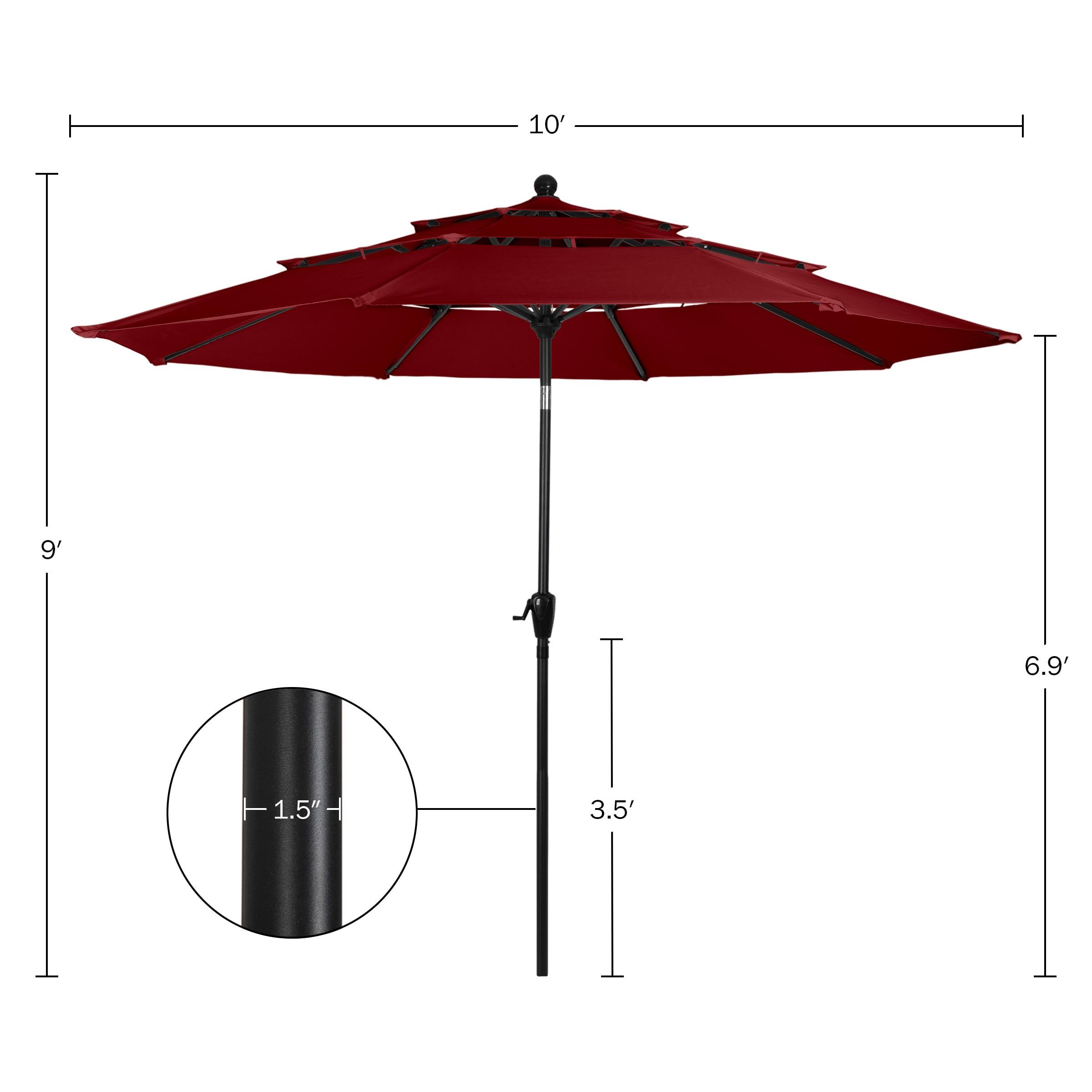 Pure Garden 10' Octagon Outdoor Patio Market Umbrella Red: Crank Lift, Push-Button Tilt, Wind-Resistant