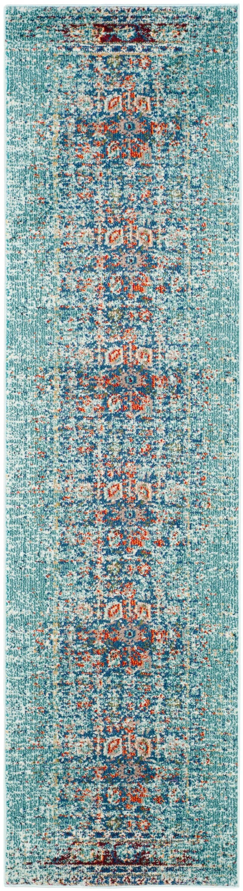 Monaco MNC208 Power Loomed Indoor Runner Rug - Blue/Multi - 2'2"x14' - Safavieh