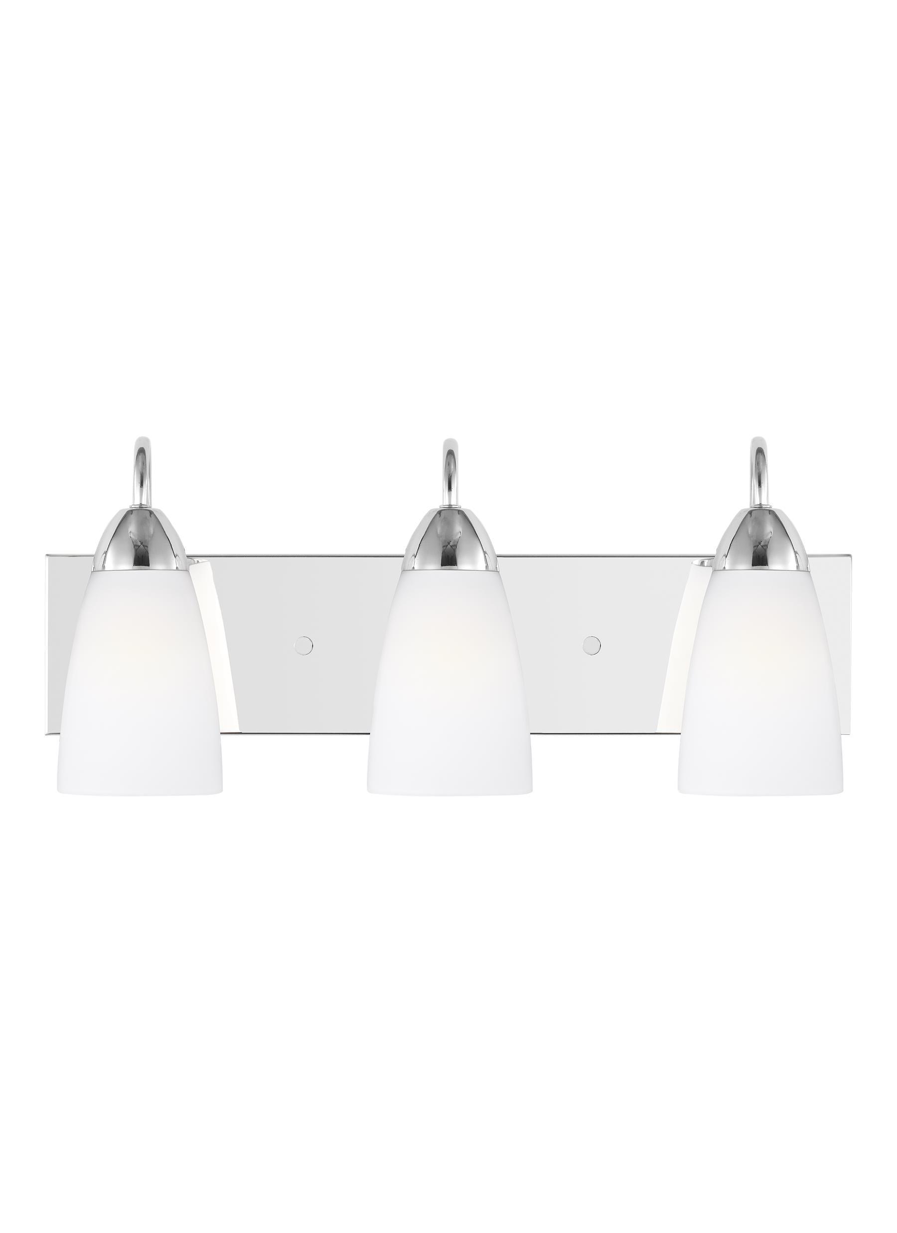 Seville 21 in. 3-Light Chrome Transitional Modern Wall Bathroom Vanity Light with White Glass Shades and LED Bulbs