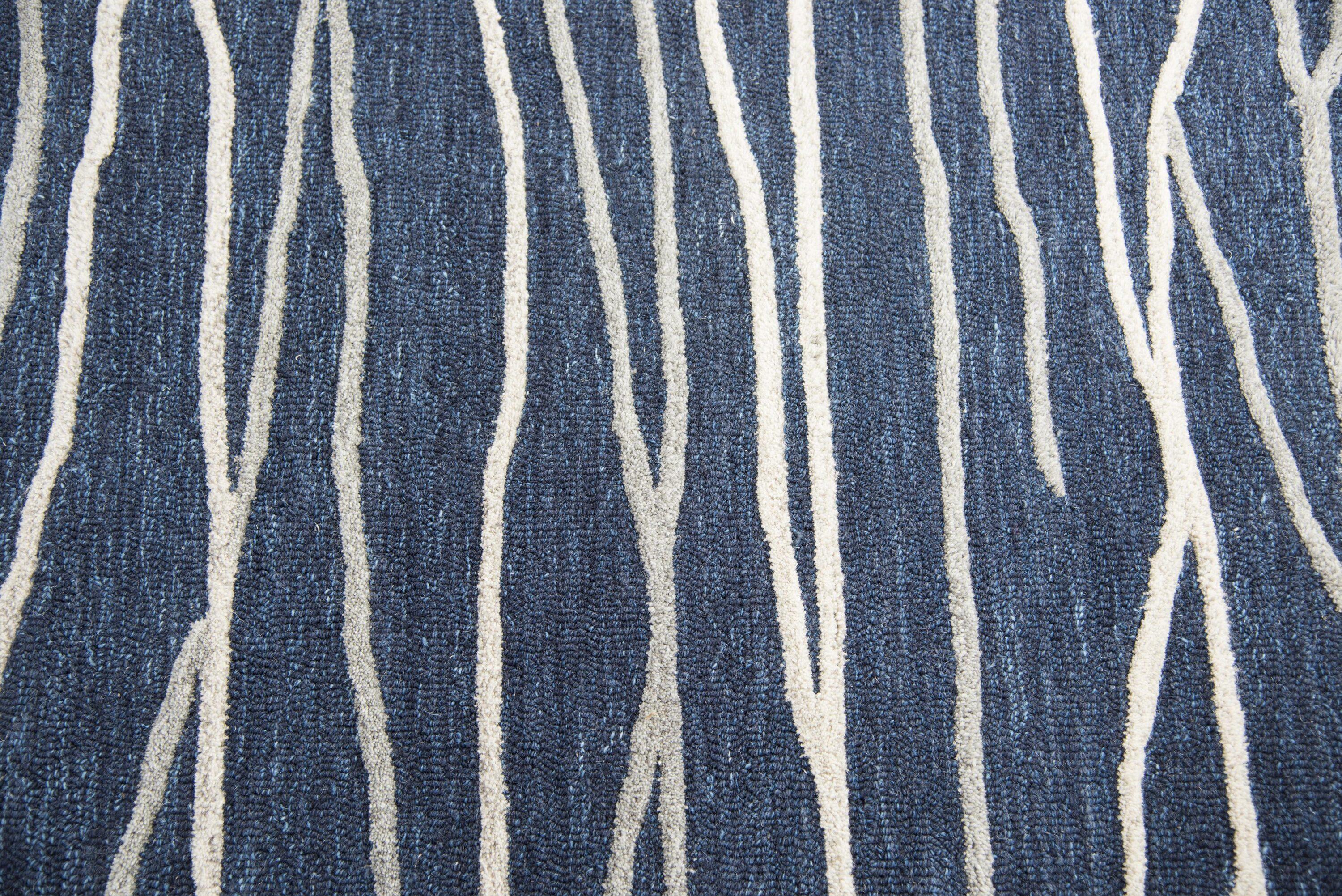 Rizzy Home Hand-tufted Idyllic Navy Wool Lines Area Rug - 8' x10'