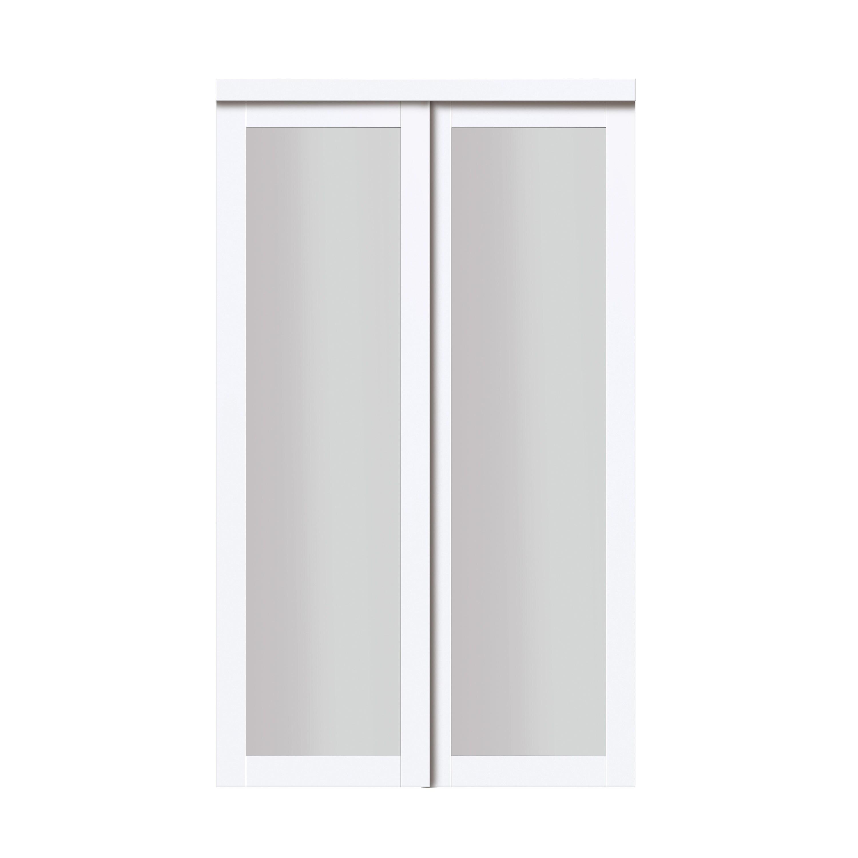 Renin 81'' Solid + Manufactured Wood Mirrored Sliding Closet Doors