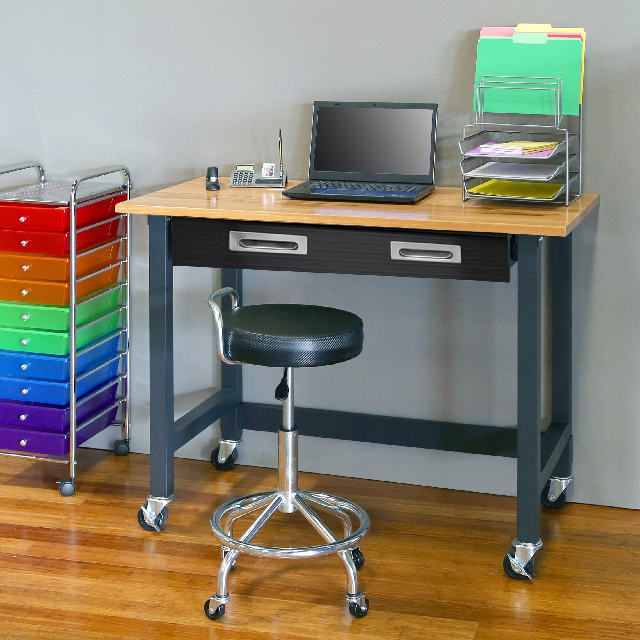 Seville Classics Adjustable Height Ergonomic Swivel Stool with Wheels