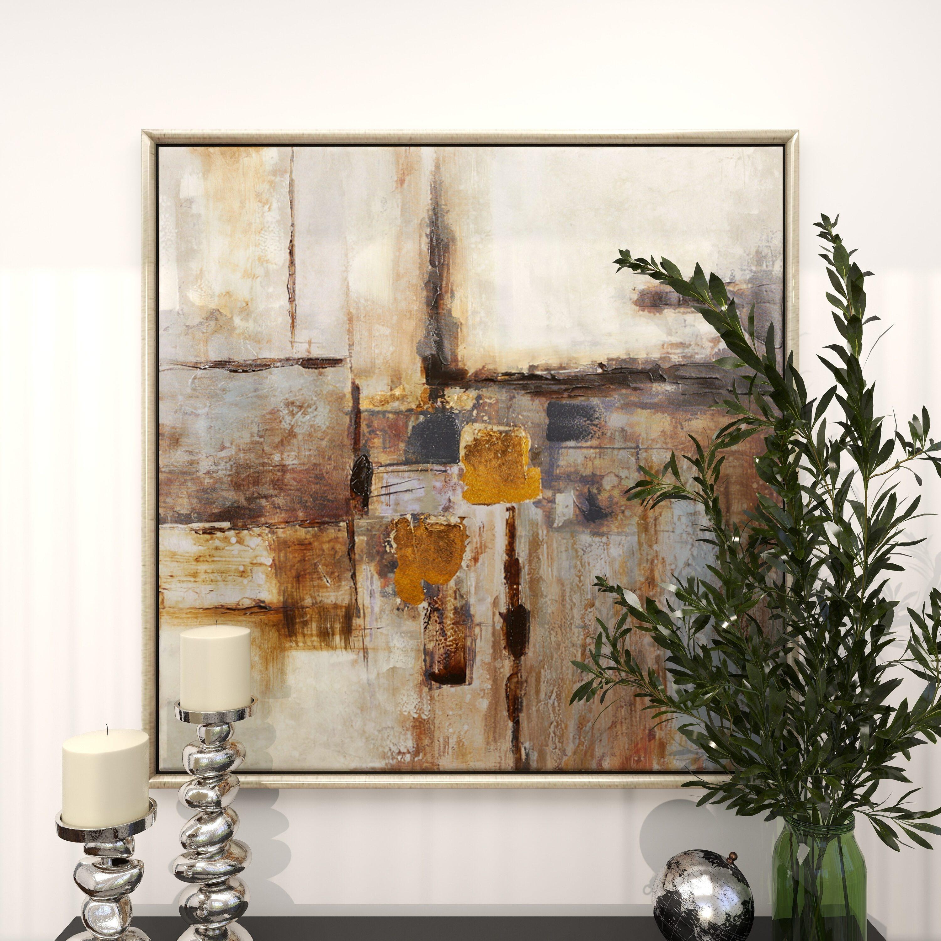 40" x 40" Abstract Framed Wall Art with Silver Frame, by DecMode