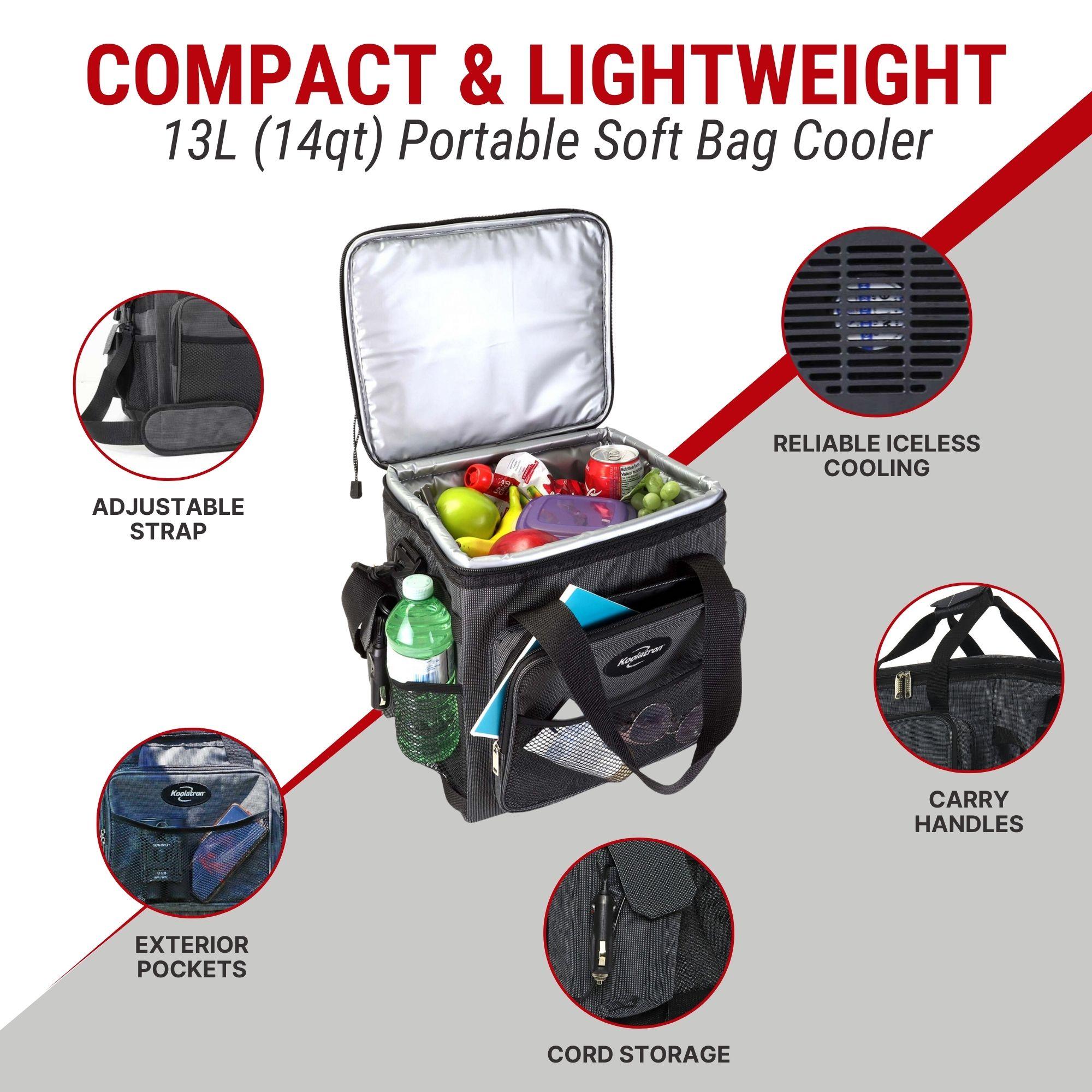 Black Electric Insulated Cooler Bag with Adjustable Strap