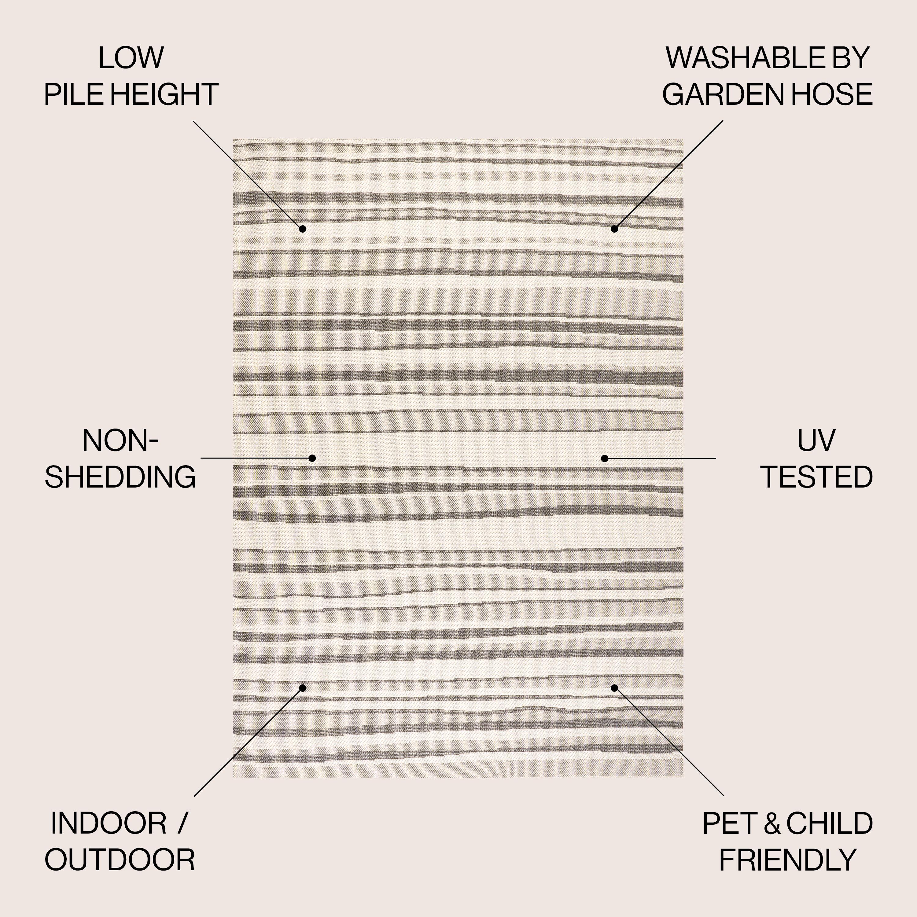 5' x 8' Castara Wavy Stripe Modern Indoor/Outdoor Area Rug, Cream/Dark Gray - JONATHAN Y