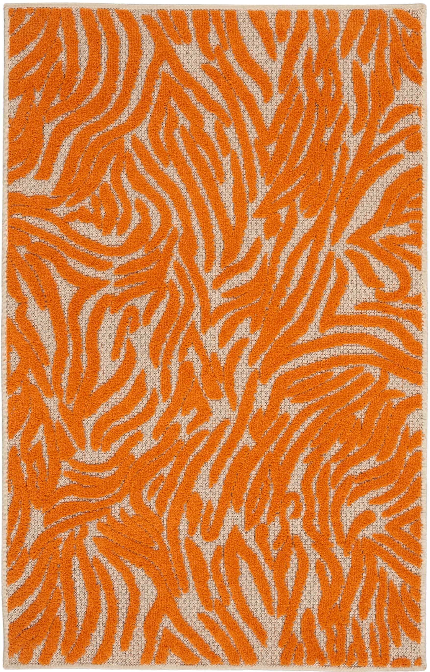 Nourison Aloha Vibrant Zebra Indoor/Outdoor Area Rug Orange 2'8" x 4'
