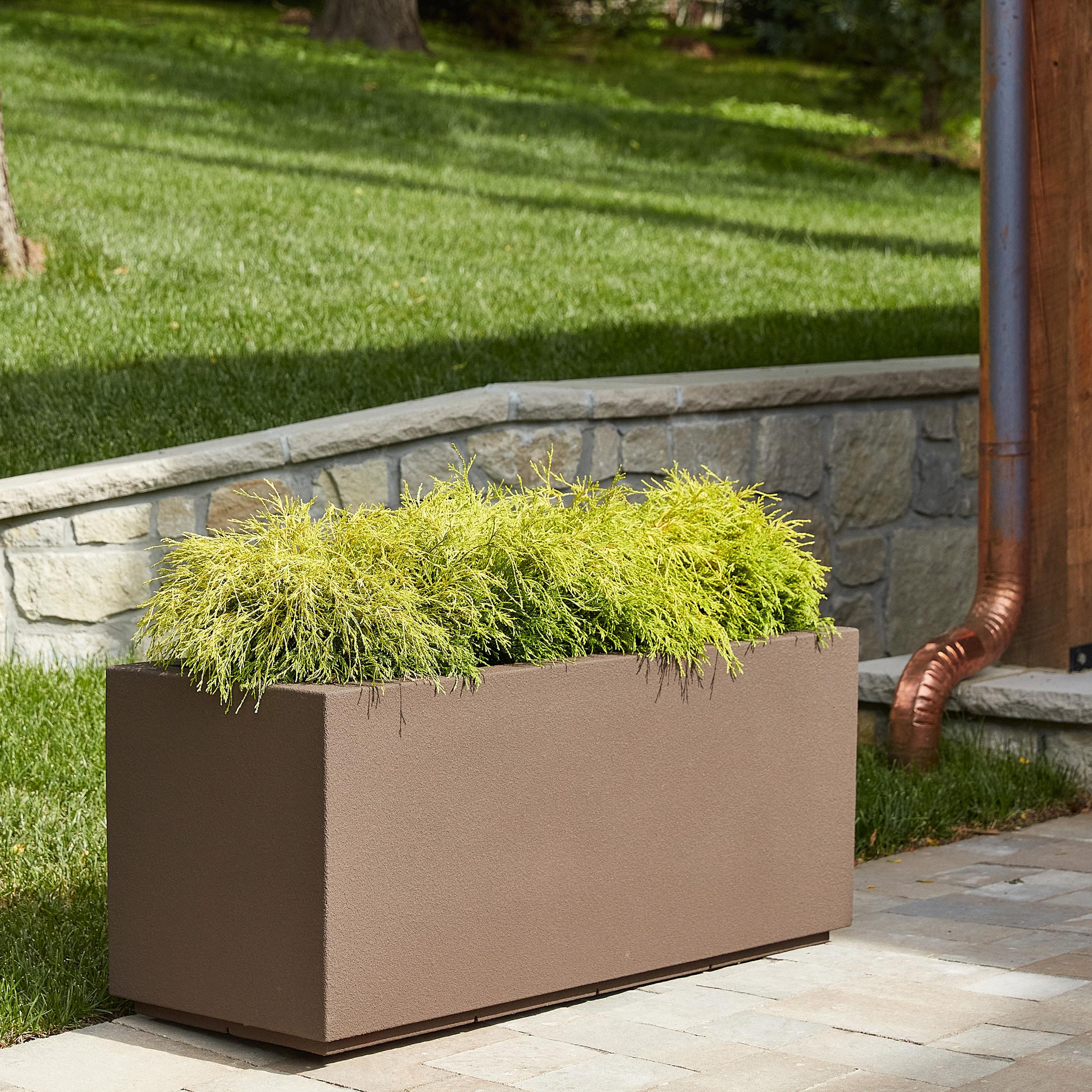 Milan Tall 46 in. x 17 in. Concrete Gray Composite Trough