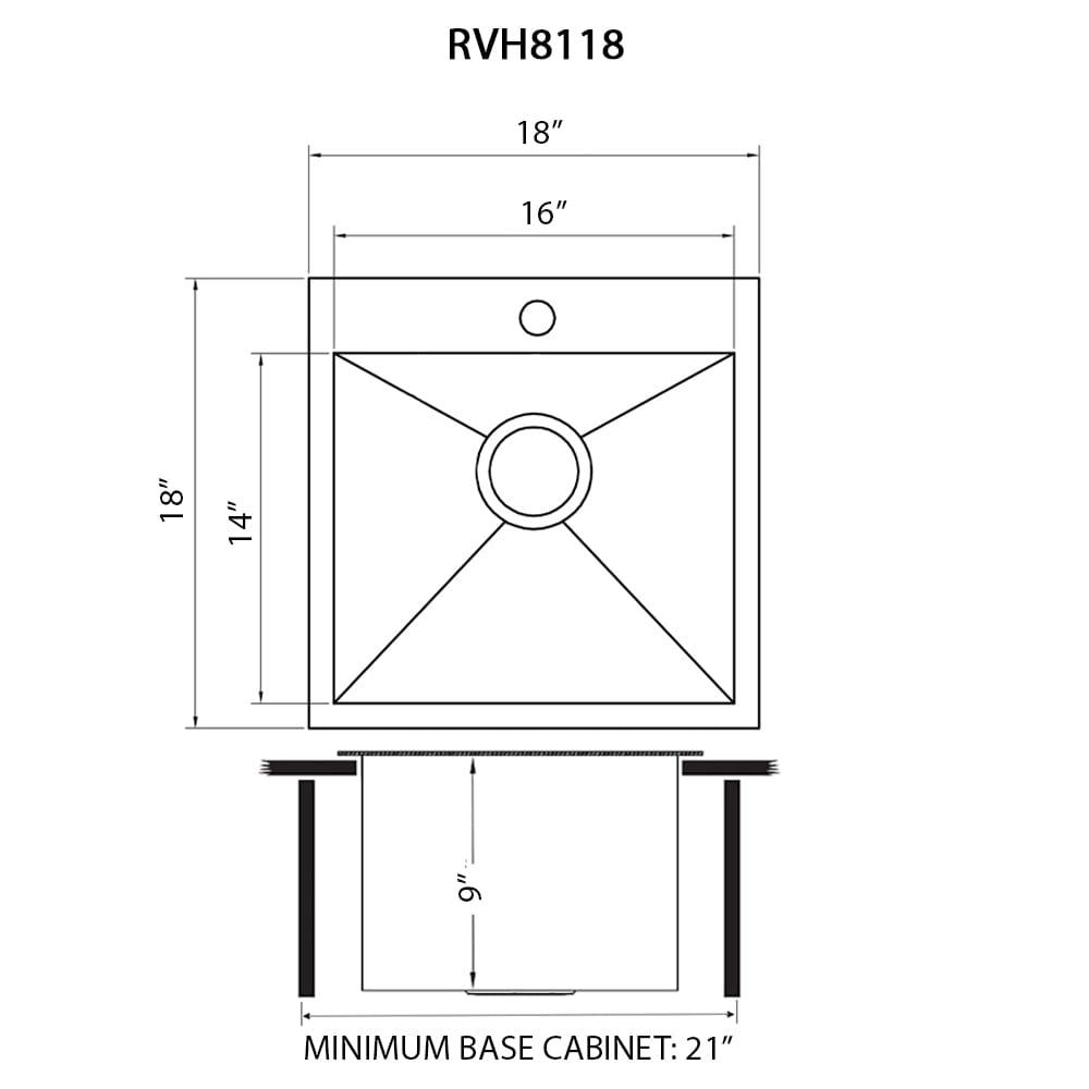 Ruvati Drop-in Topmount Bar Prep Sink 16 Gauge Stainless Steel Single Bowl