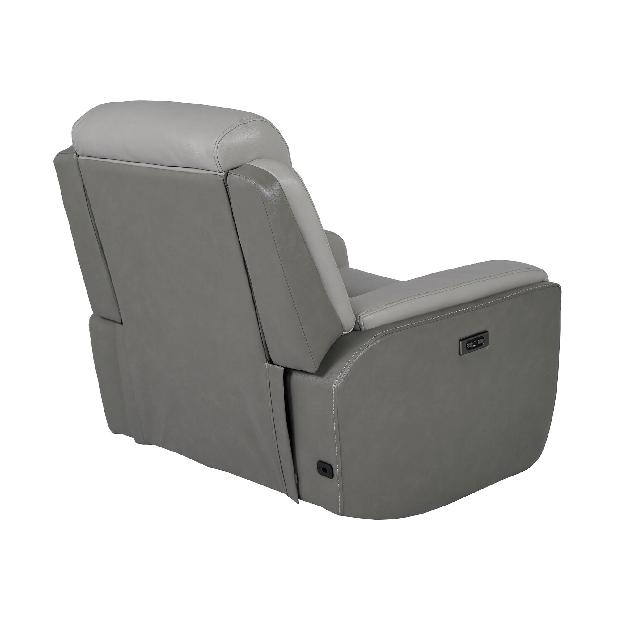 Ebern Designs Juna Zero Gravity Power Recliner Chair With Headrest, Gray Genuine Leather