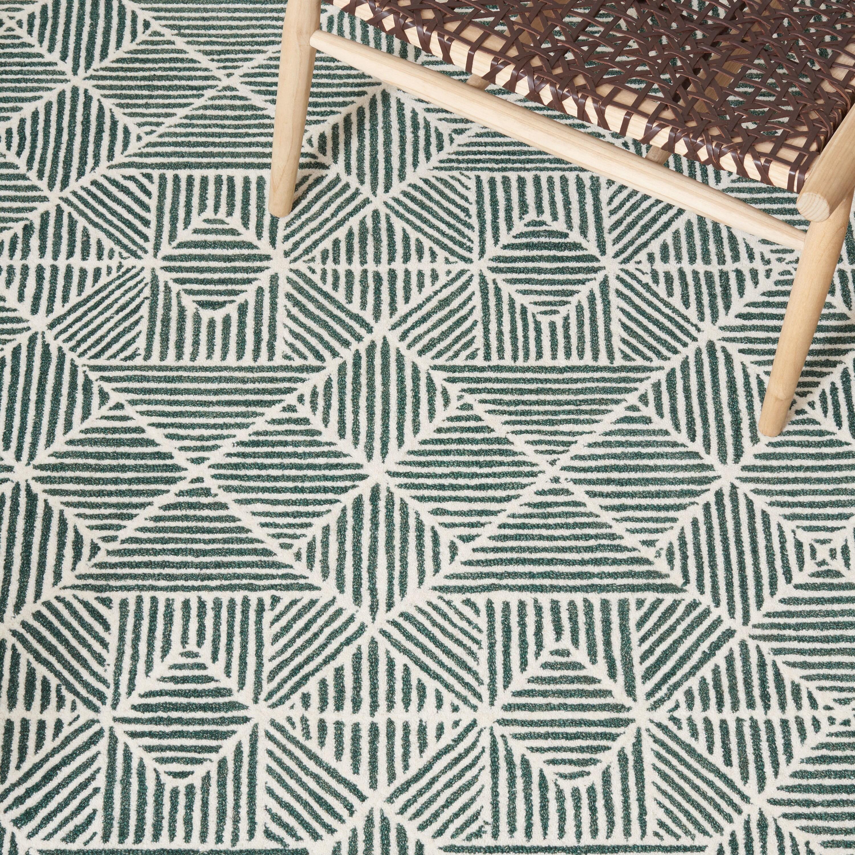 SAFAVIEH Abstract Brock Geometric Area Rug, Dark Green/Ivory, 5' x 8'