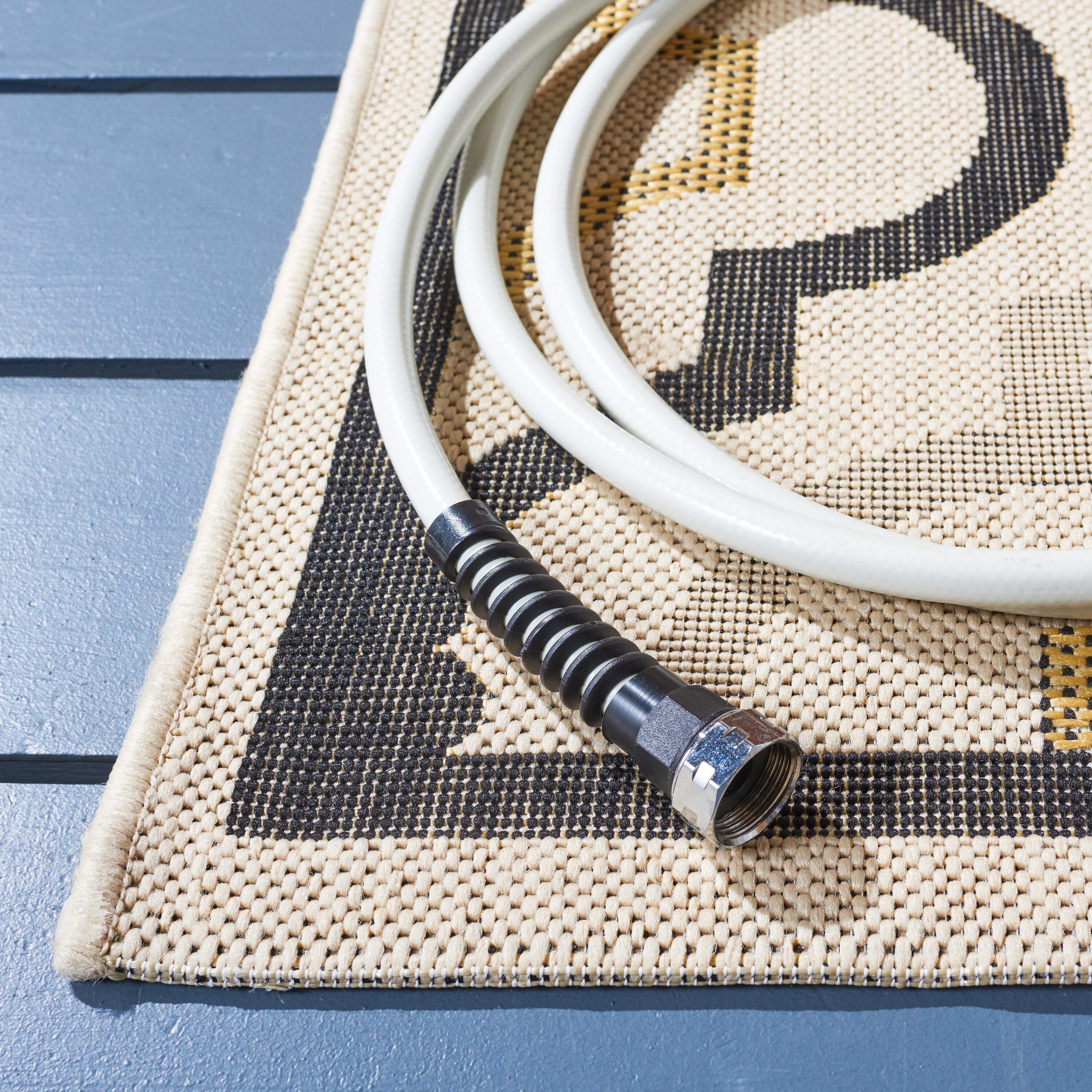Courtyard CY7938 Power Loomed Indoor and Outdoor Accent Rug - Beige/Black - 2'7"x5' - Safavieh