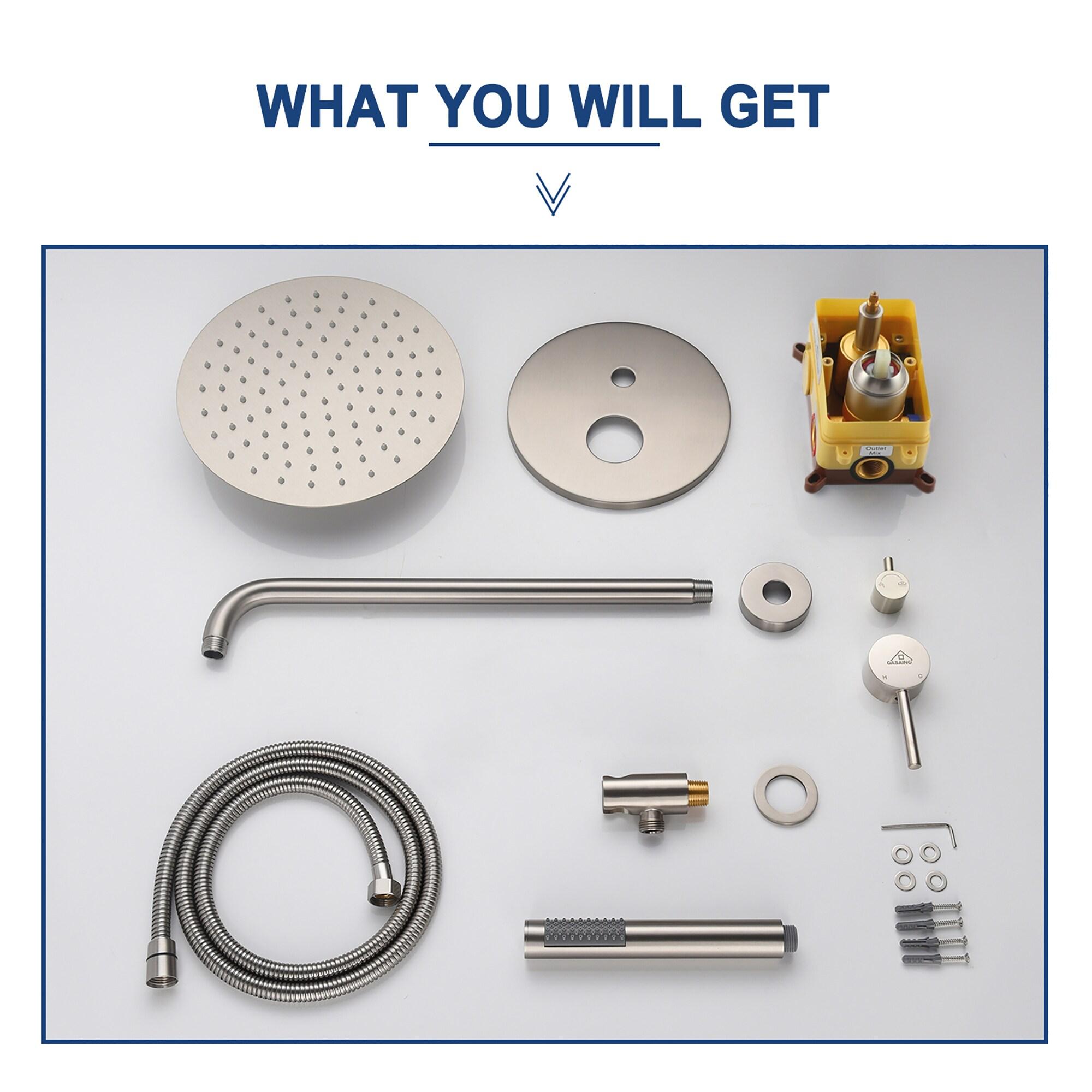 Pressure-Balanced Complete Shower System with 10-Inch Rain Shower Head, Handheld, Rough-in Valve