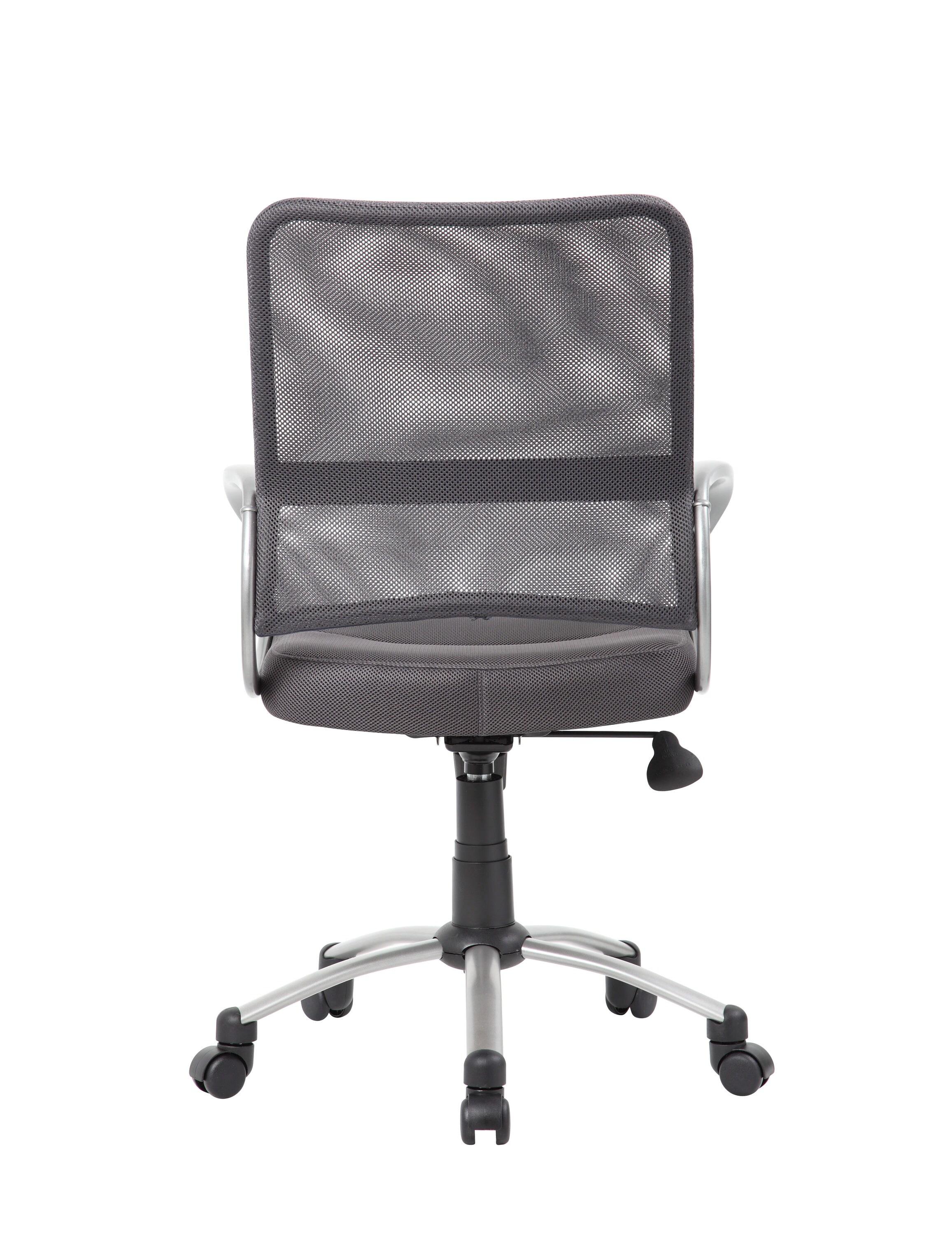 Boss Mesh Swivel Chair - Charcoal Gray: Pewter Finish, Adjustable Height & Tilt, 5-Star Base