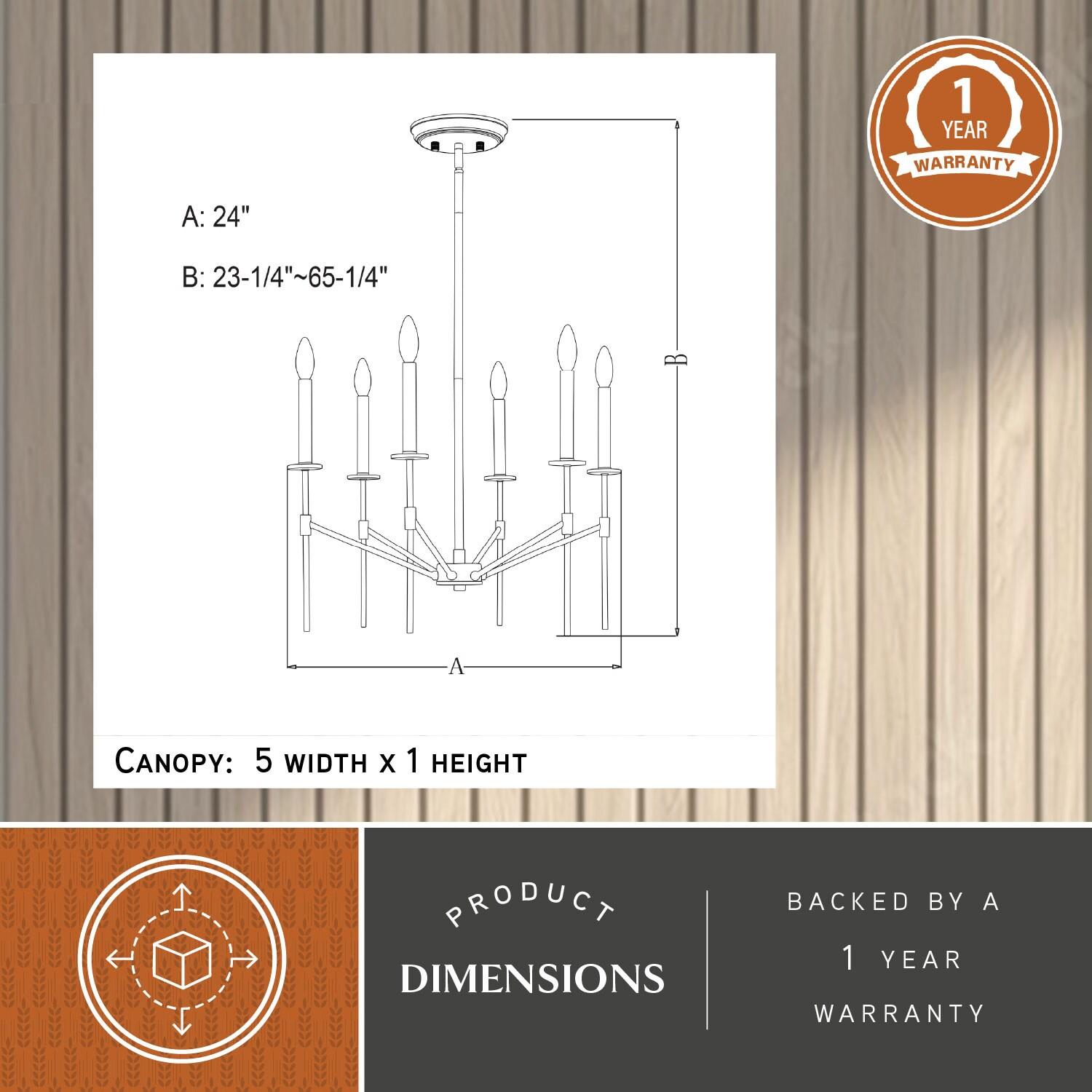 Vaxcel Kedzie 6 - Light Chandelier in  Natural Brass