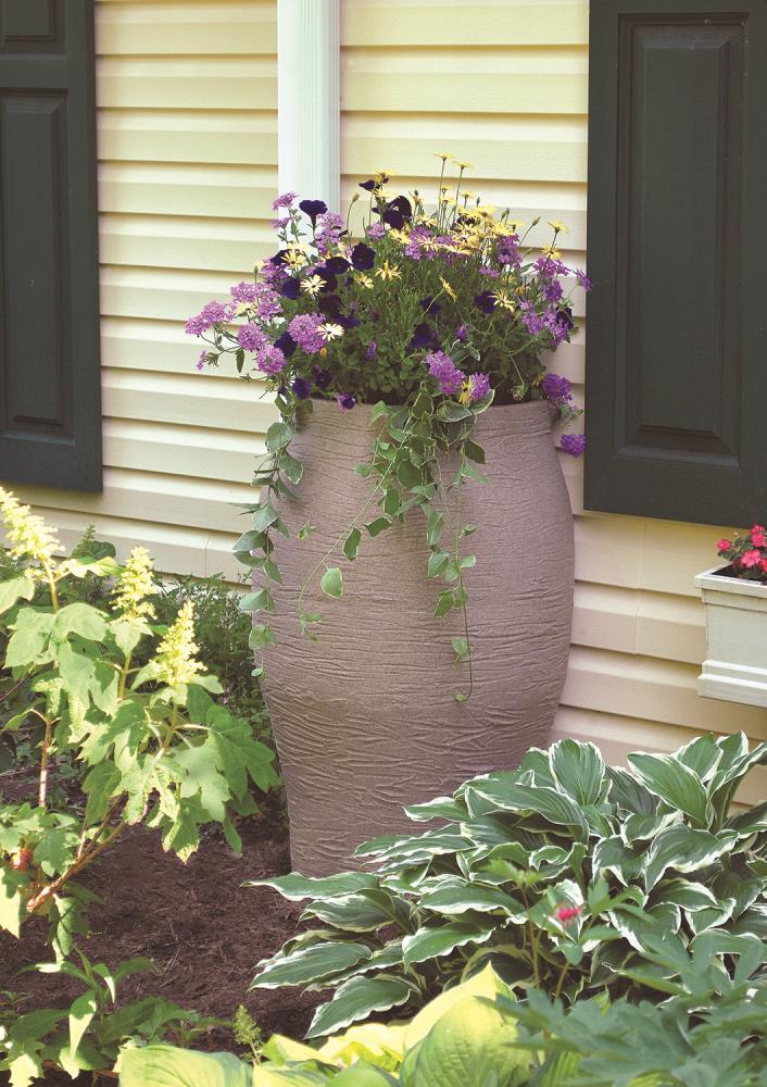 EMSCO Group Weather Resistant Plastic Rain Barrel and Hose with Diverter Kit