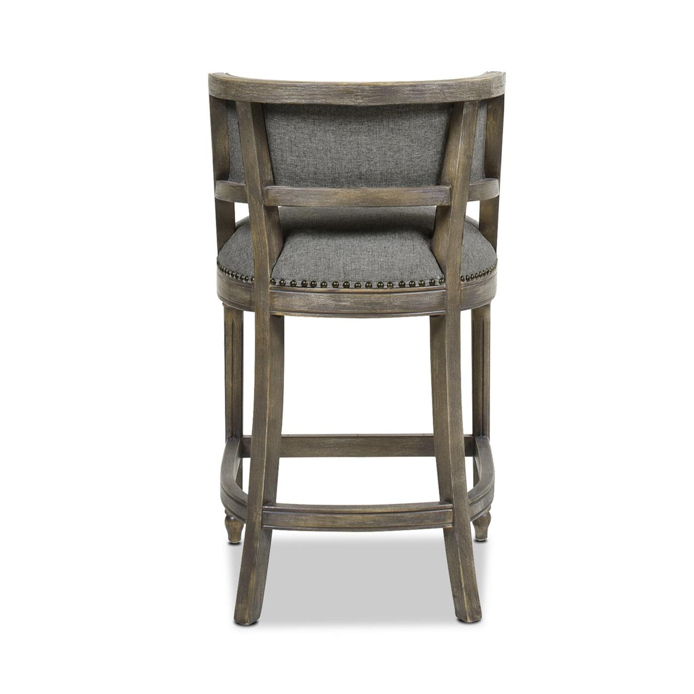 Paris 36.5'' Vintage Chic Dark Heathered Gray Linen & Wood Bar Stool