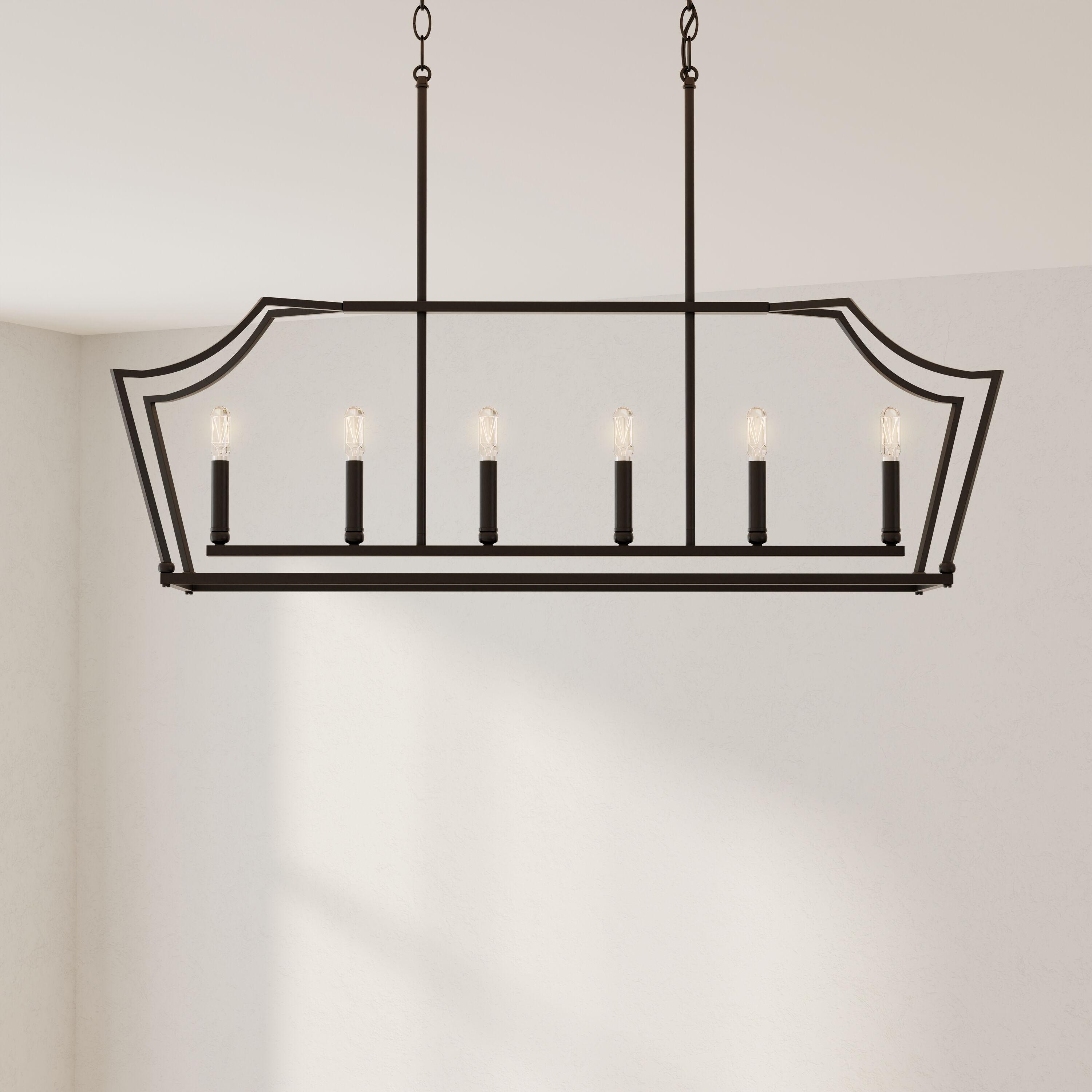 Progress Lighting Parkhurst 6-Light Linear Chandelier, Matte Black, No Shade