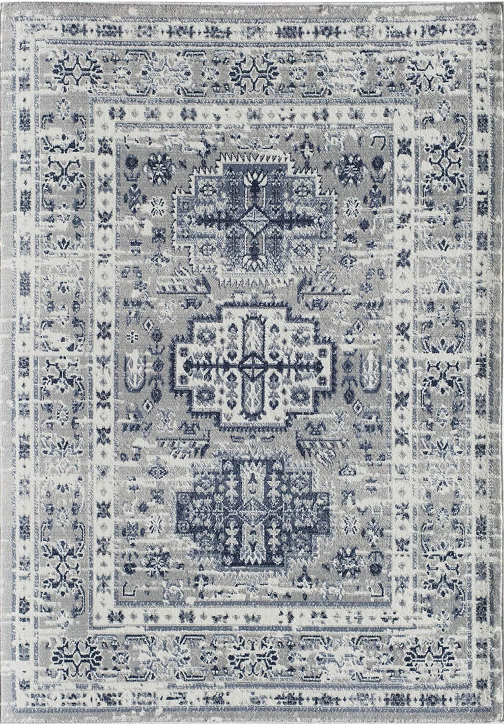 Rugs America Gallagher GL55F Inky Sundara Vintage Transitional Blue Area Rug for Dining Room Rug Neutral Rug Living Room Rug Kitchen, 5'3"x7'