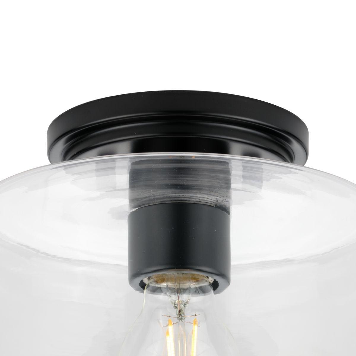 Progress Lighting, Adley Collection, 1-Light Flush Mount, Matte Black, Clear Glass Shade