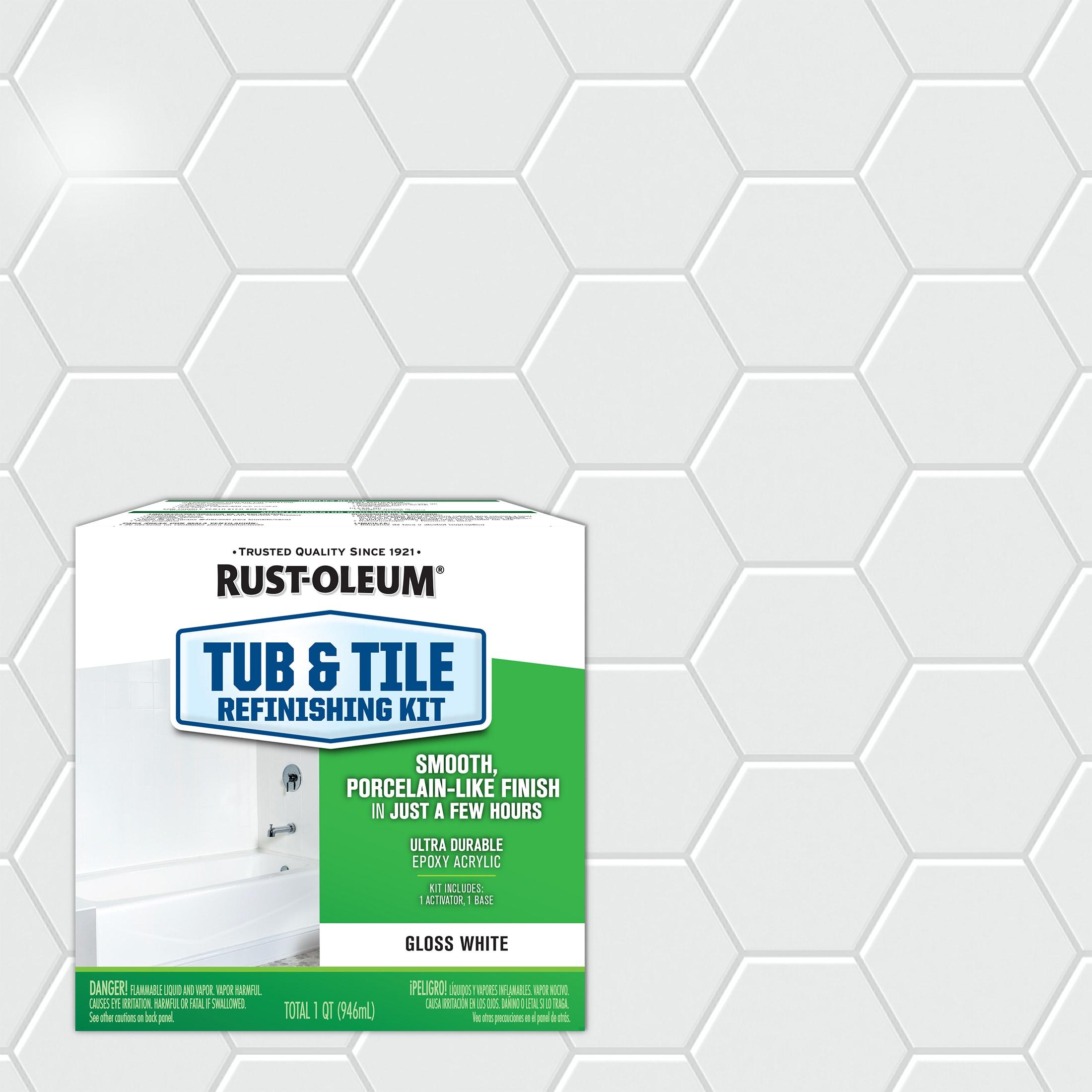 White, Rust-Oleum Gloss Tub & Tile Refinishing Kit- 384165