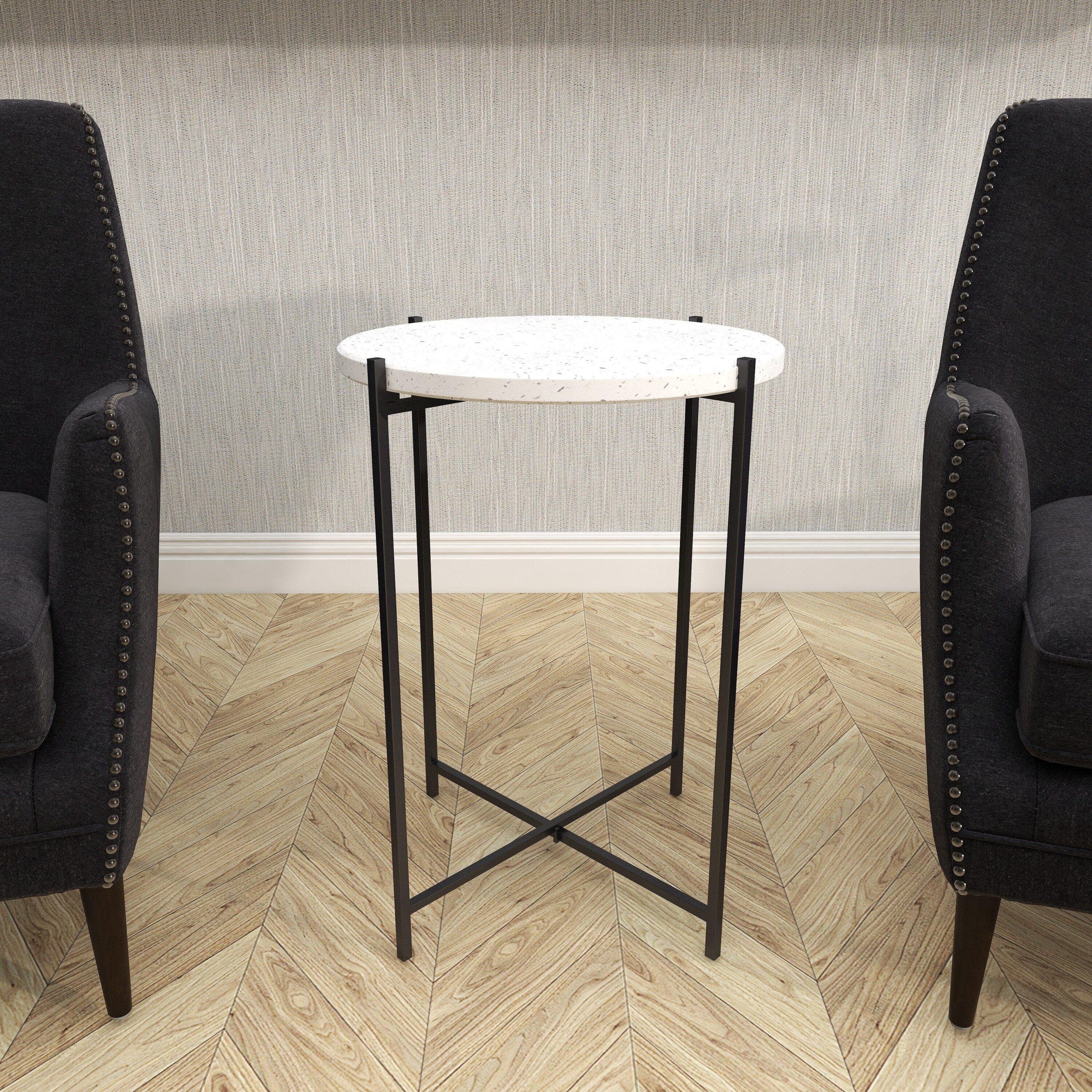 Contemporary Terrazzo Accent Table White - Olivia & May