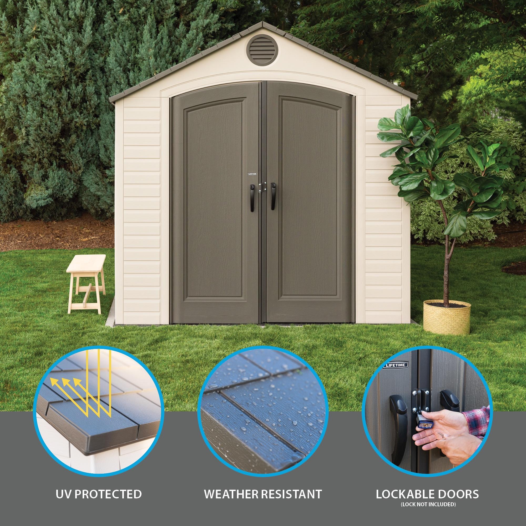 Lifetime 8 Ft. x 12.5 Ft. High-Density Polyethylene (Plastic) Outdoor Storage Shed with Steel-Reinforced Construction