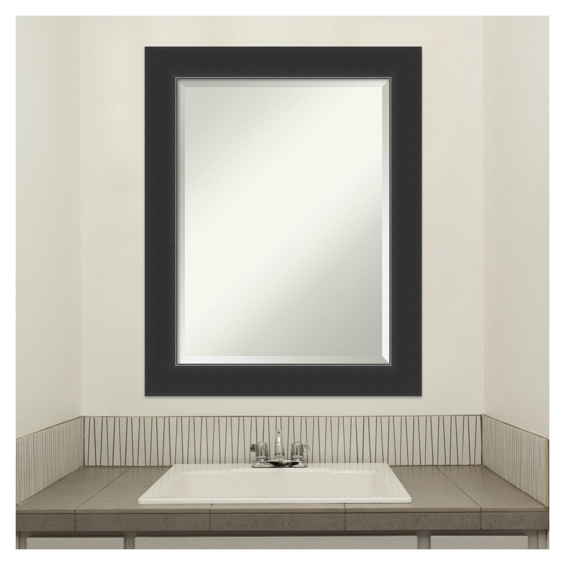 Amanti Art Beveled Wood Bathroom Wall Mirror - Corvino Black Frame Corvino Black Outer Size: 23 x 29 in