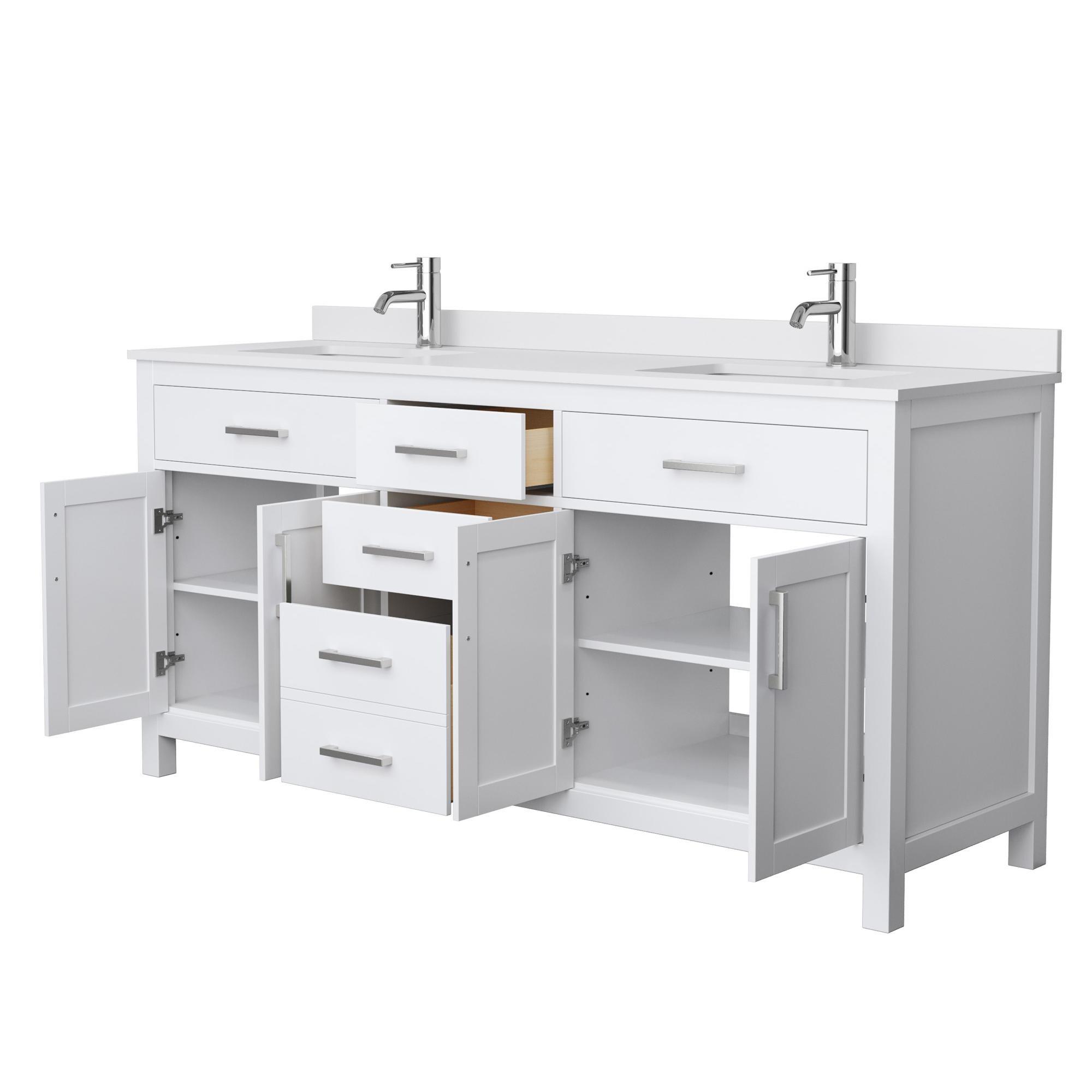 Beckett 72" Freestanding Double Bathroom Vanity with Cultured Marble Top