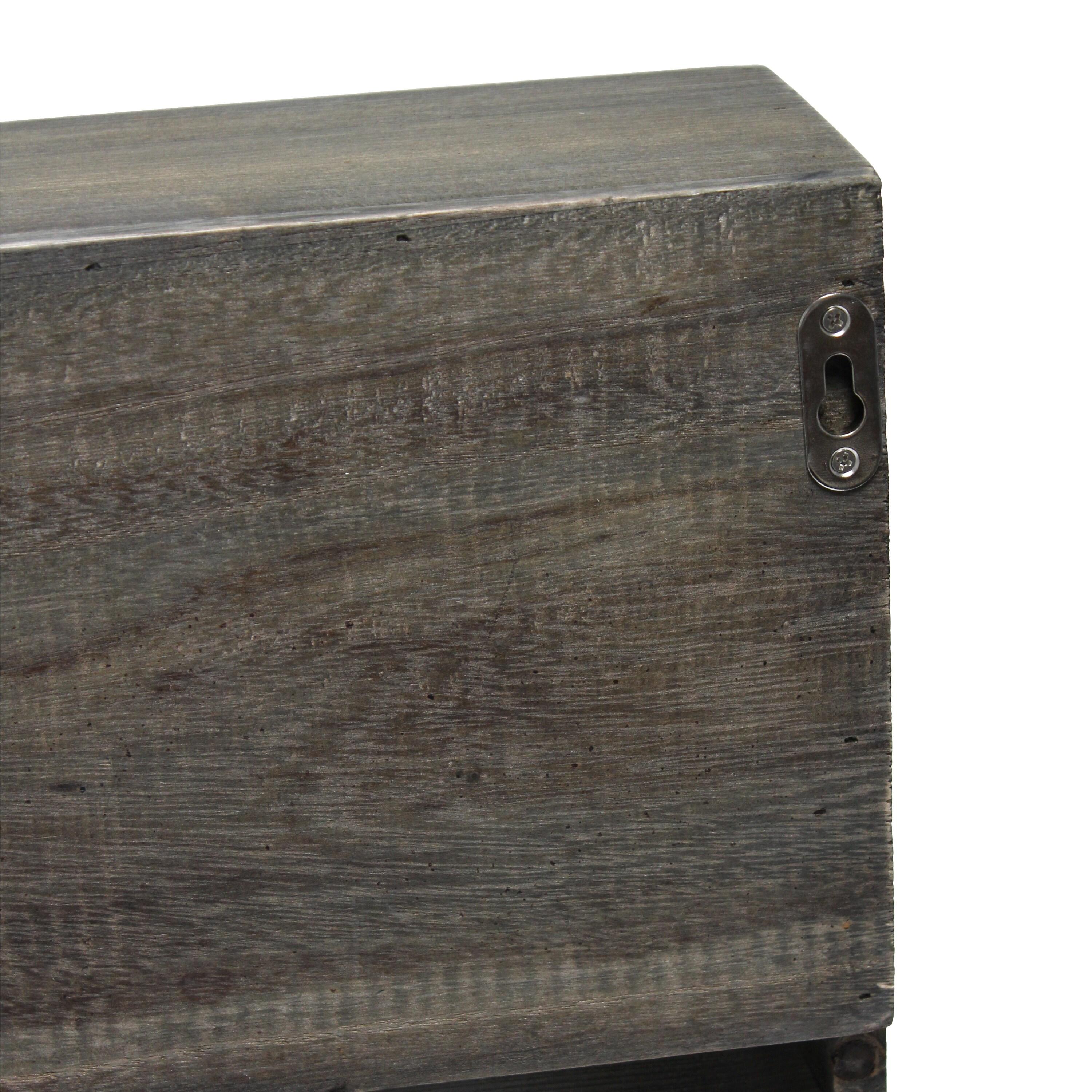 Bartow Wall Mounted Wood Wine Rack Shelf with Glass Holder Gray Wash - Elegant Designs