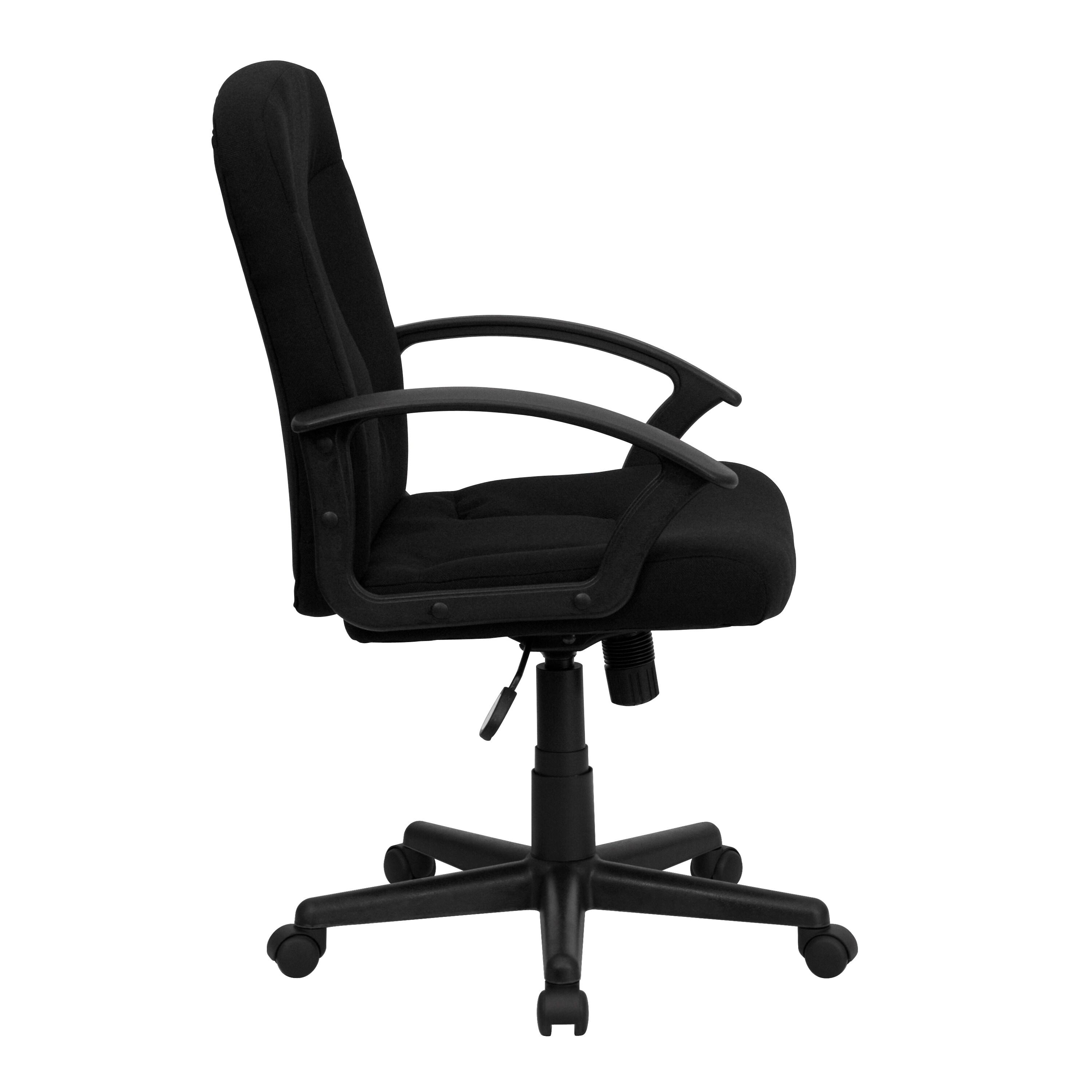 BizChair Indoor Fabric Mid-Back Swivel Office Desk Chair, Black