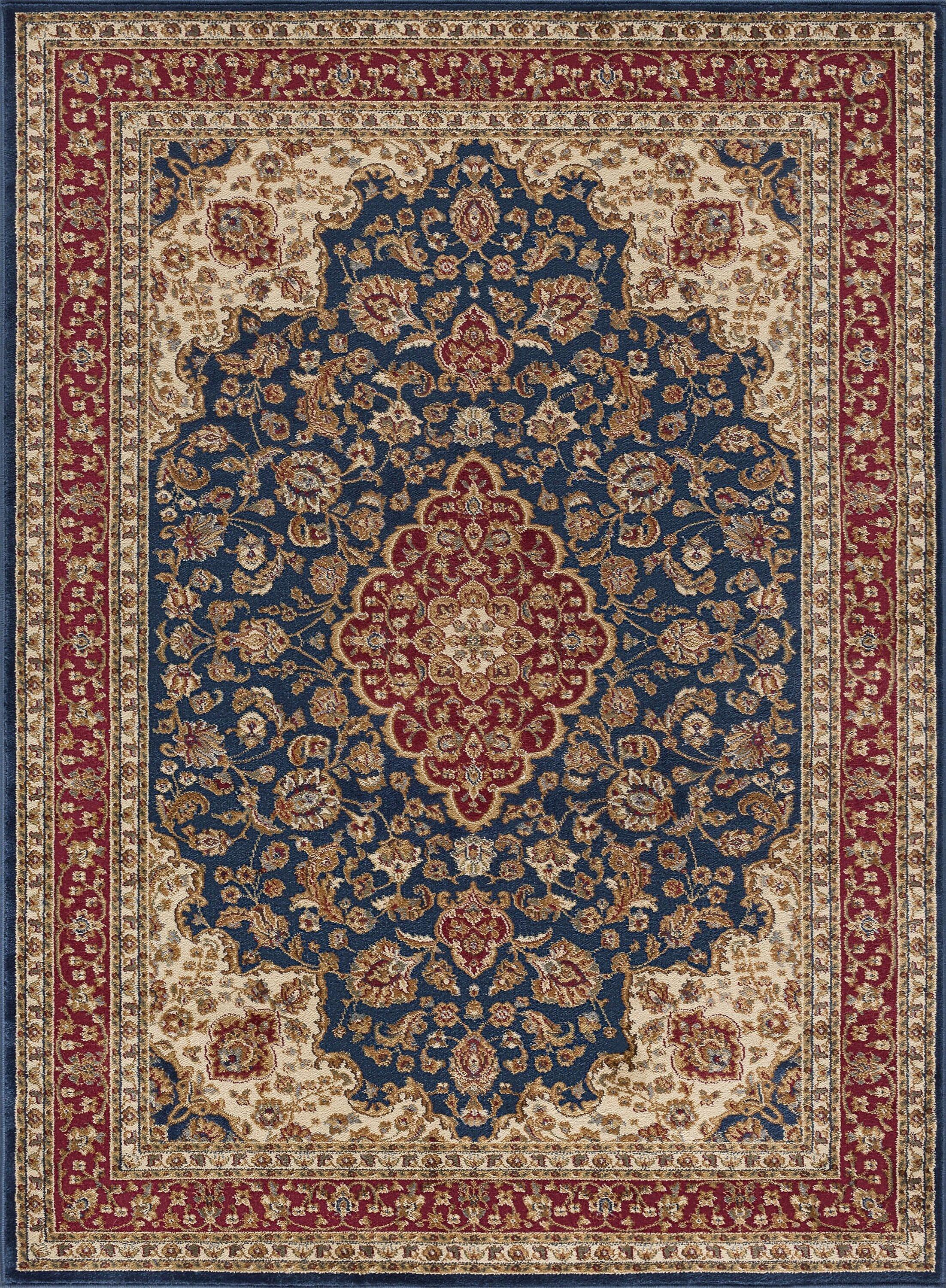 Sensation Navy Blue Medallion 8' x 10' Easy-Care Synthetic Rug