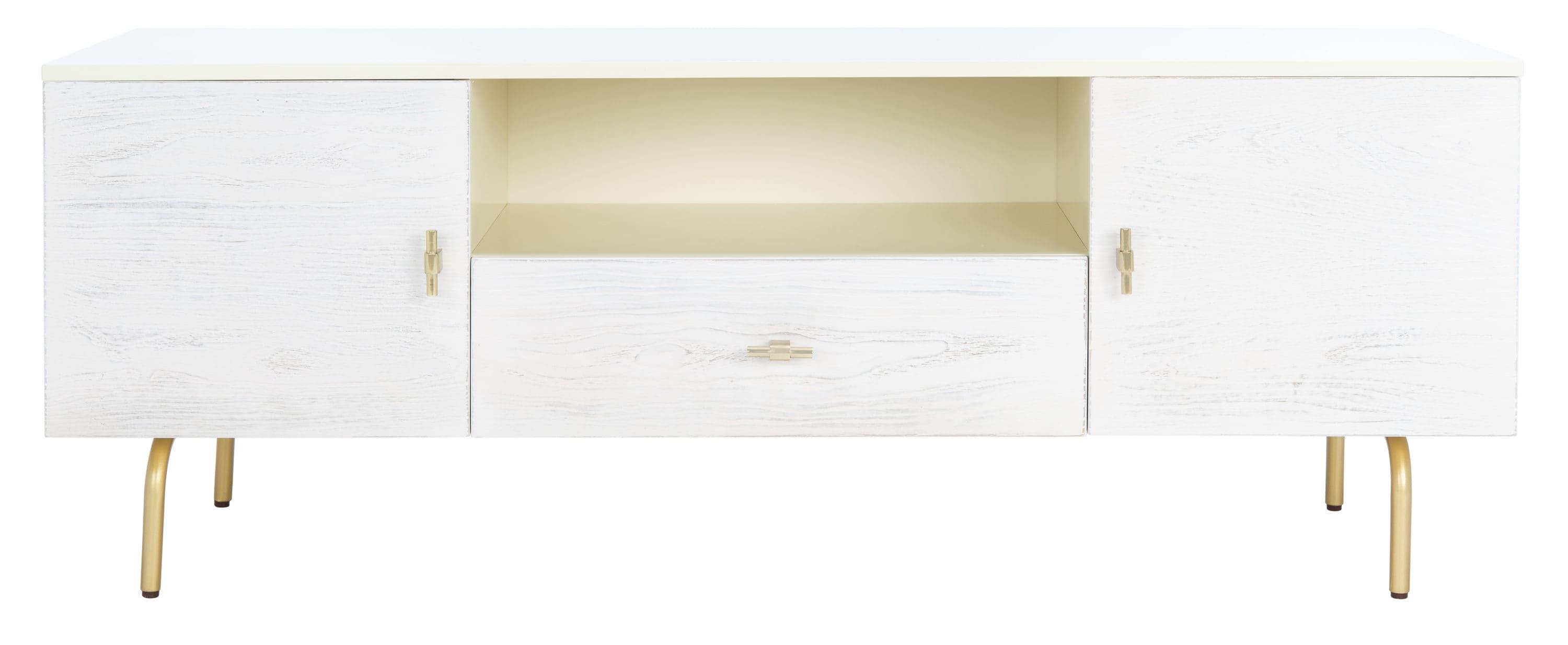 SAFAVIEH Genevieve Modern Storage TV Stand, Cream/White Washed (54 in. W x 15.7 in. D x 19.7 in. H)