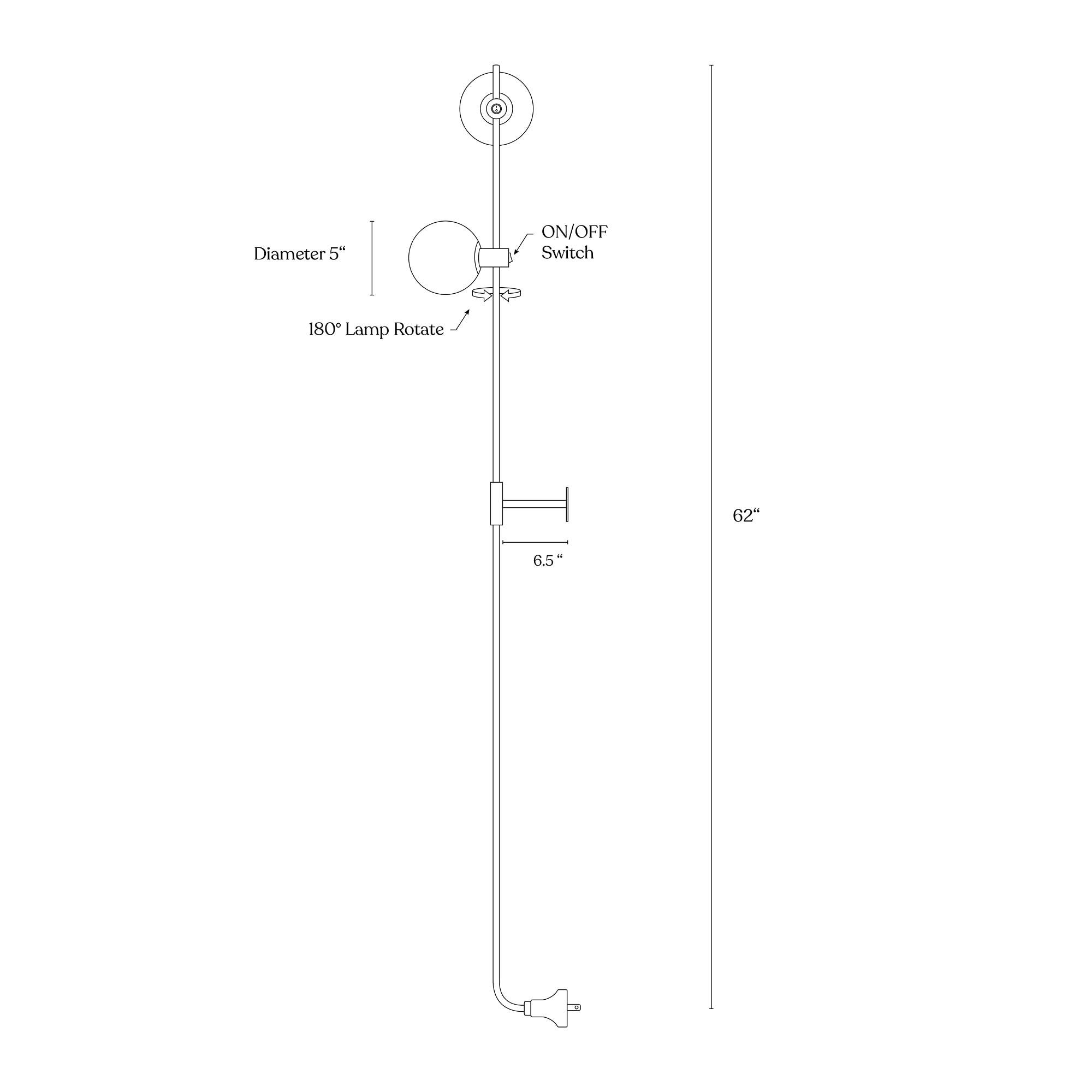 Equinox 62 in. 2-Light LED Wall Sconce Lamp with Adjustable Heads, Integrated LED, and 3-Prong Plug