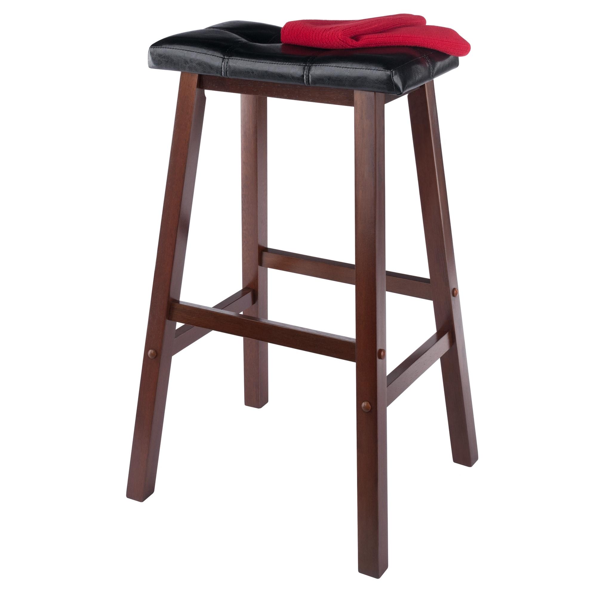 Winsome  Mona Cushion Saddle Seat Bar Stool Black & Walnut