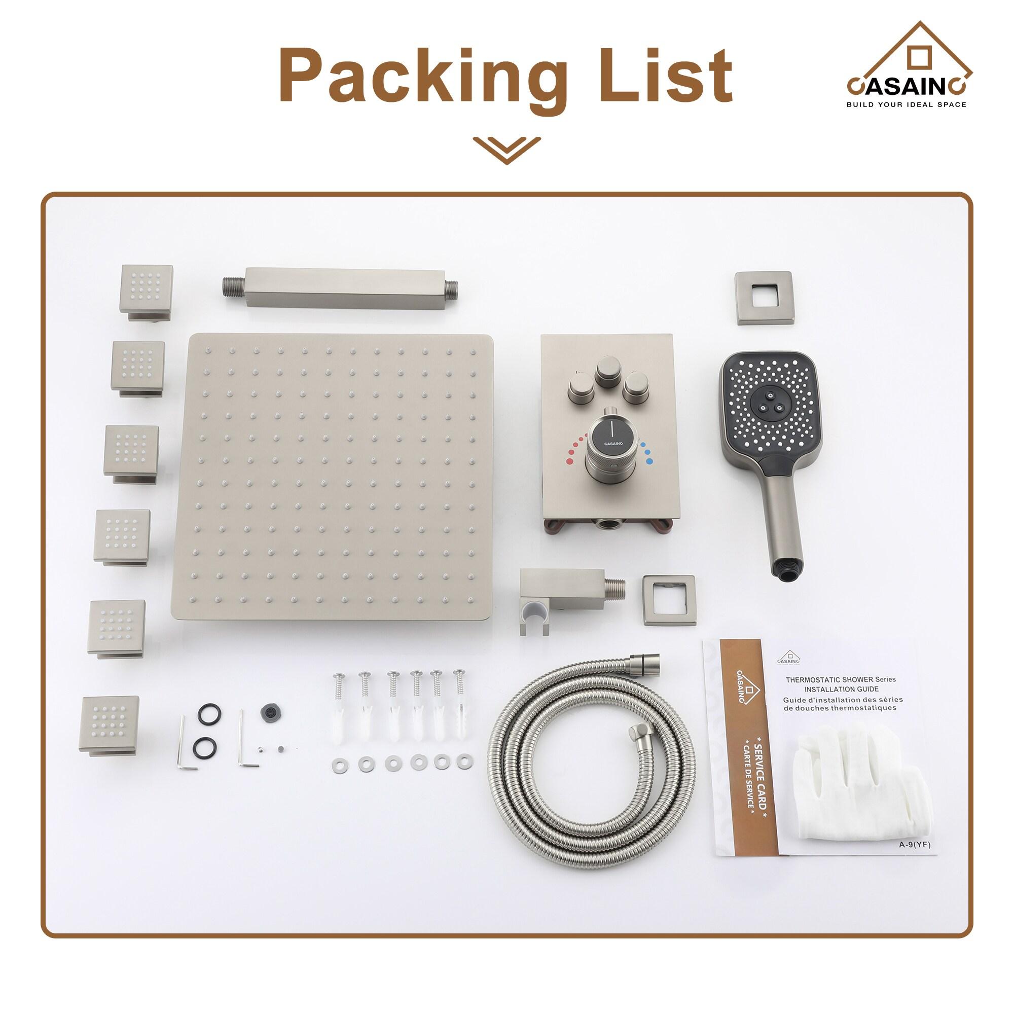 Revitalize 12 Inch Luxury Thermostatic Complete Shower System with Rough-in Valve