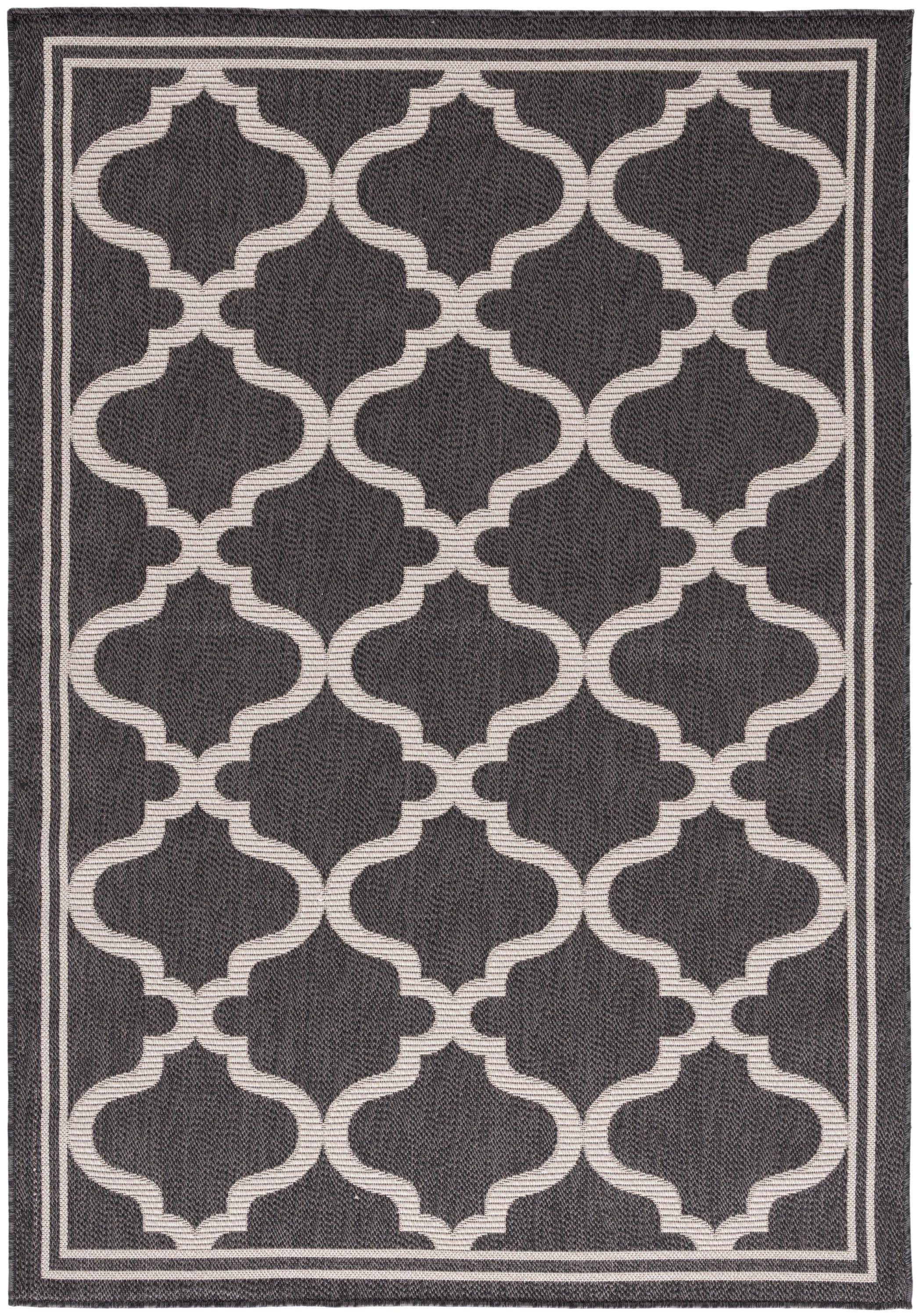 Bermuda BMU810 Power Loomed Indoor/Outdoor Machine Washable Area Rug - Charcoal/Ivory - 5'3"x7'6" - Safavieh