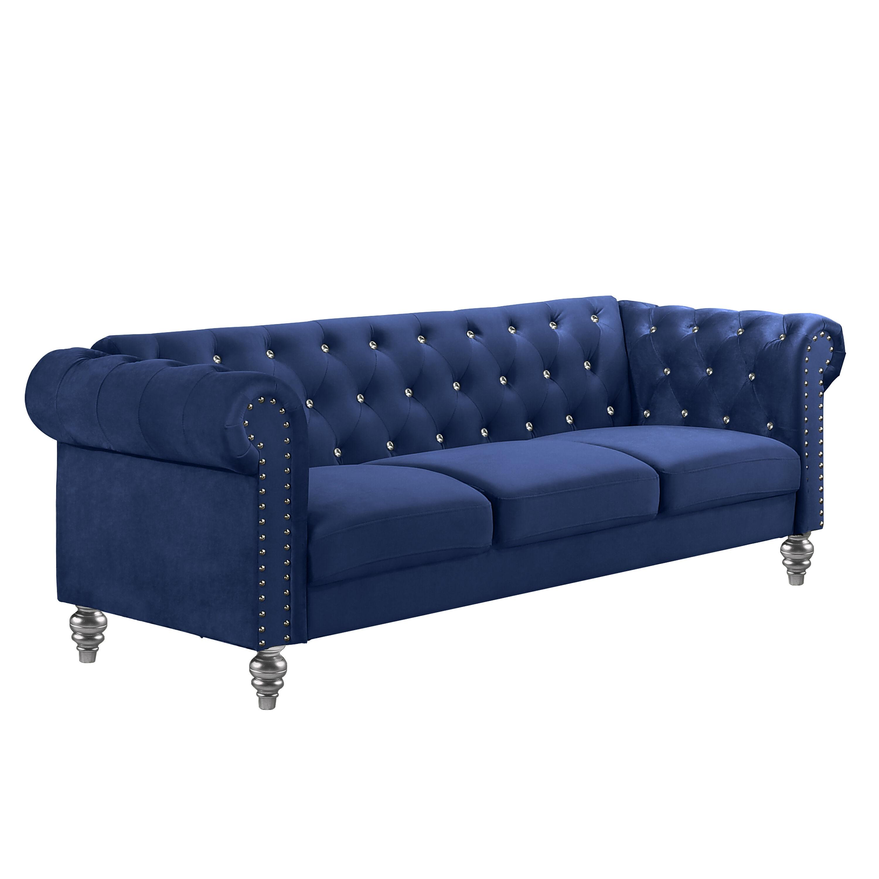 New Classic Emma 2-Piece Crystal Velvet Loveseat & Sofa Set in Royal Blue