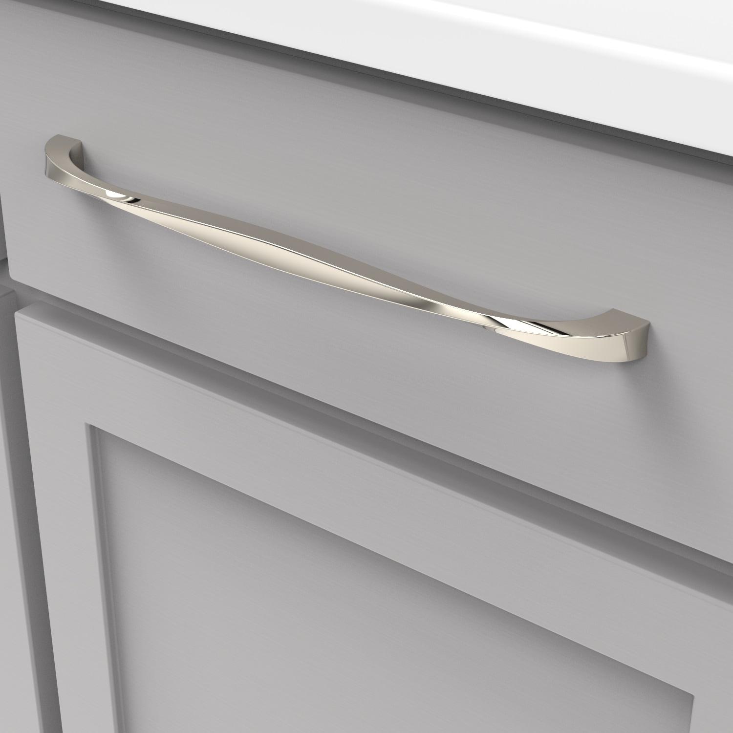 Hickory Hardware 1 Pack Solid Core Kitchen Cabinet Pulls, Luxury Cabinet Handles, Hardware for Doors & Dresser Drawers, 12 Inch Hole Center, Polished Nickel, Twist Collection