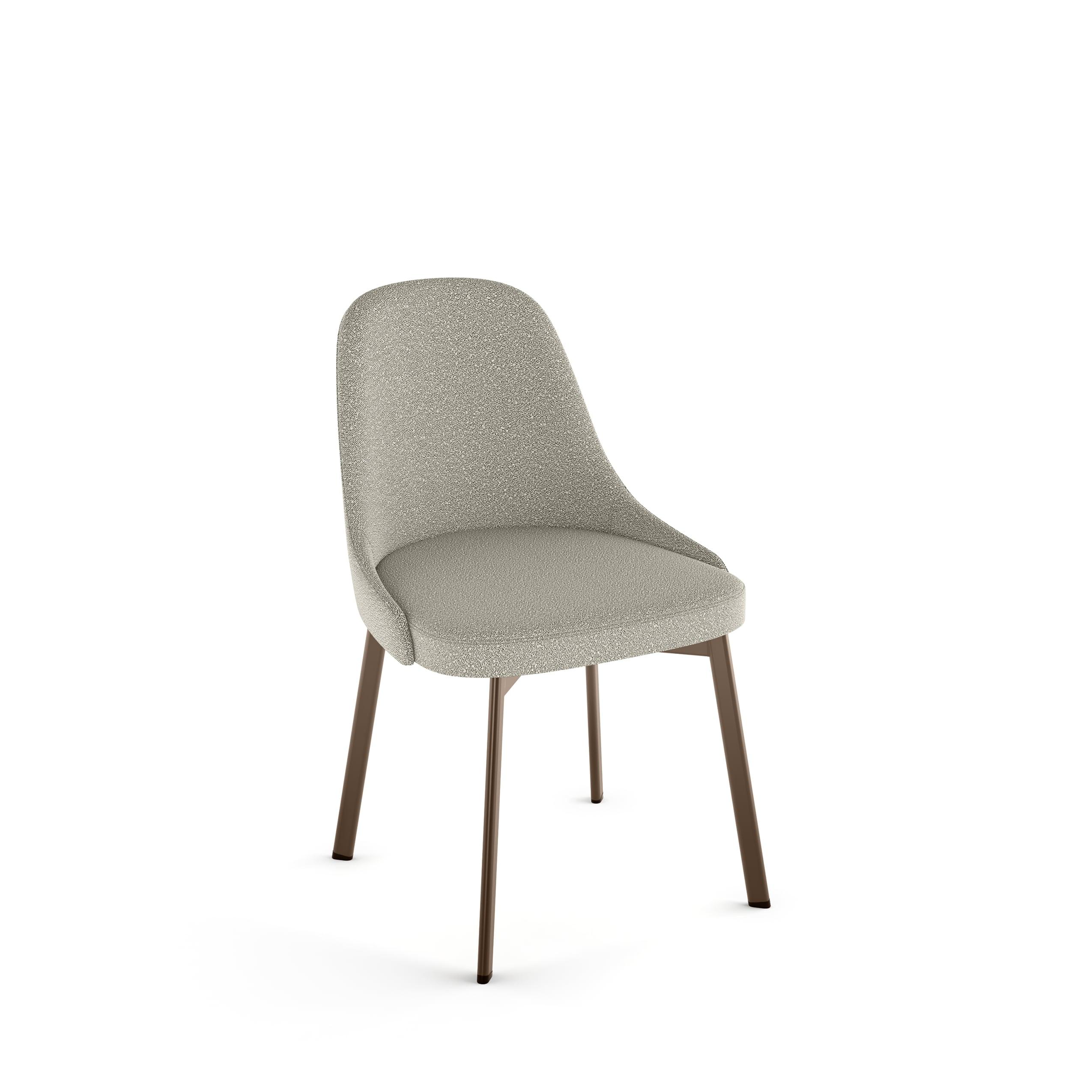 Amisco Harper Dining Chair - Light Beige & Grey Bouclé Polyester / Bronze Metal