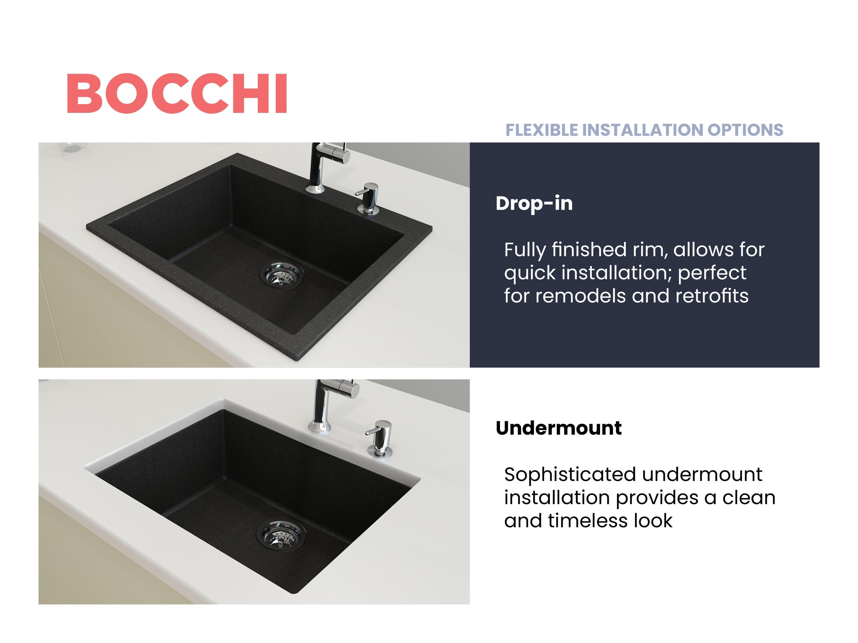 BOCCHI Campino 24'' L Single Bowl Granite Kitchen Sink 1606-505-0126
