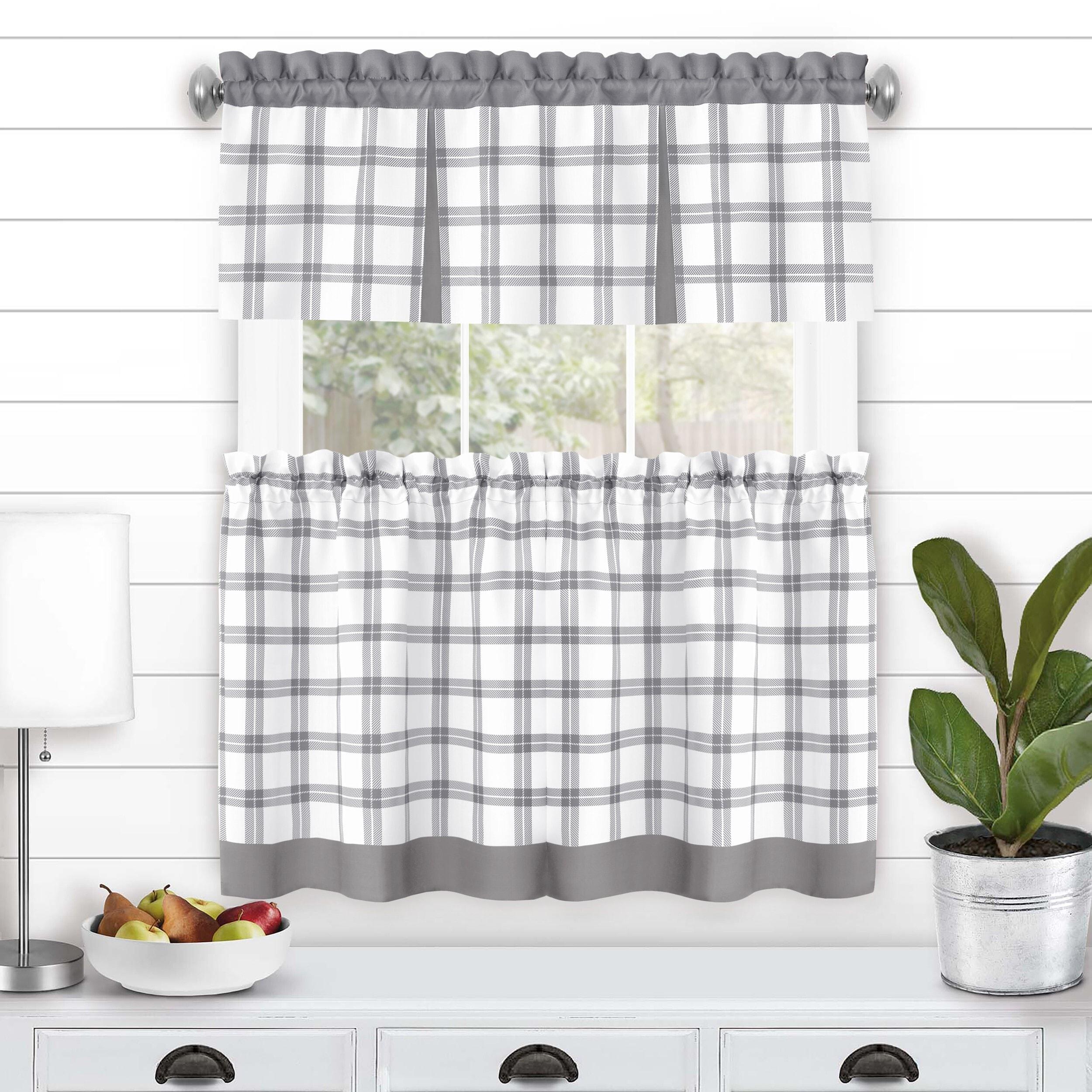 Achim Importing Co Plaid Tailored 58'' W Kitchen Curtain