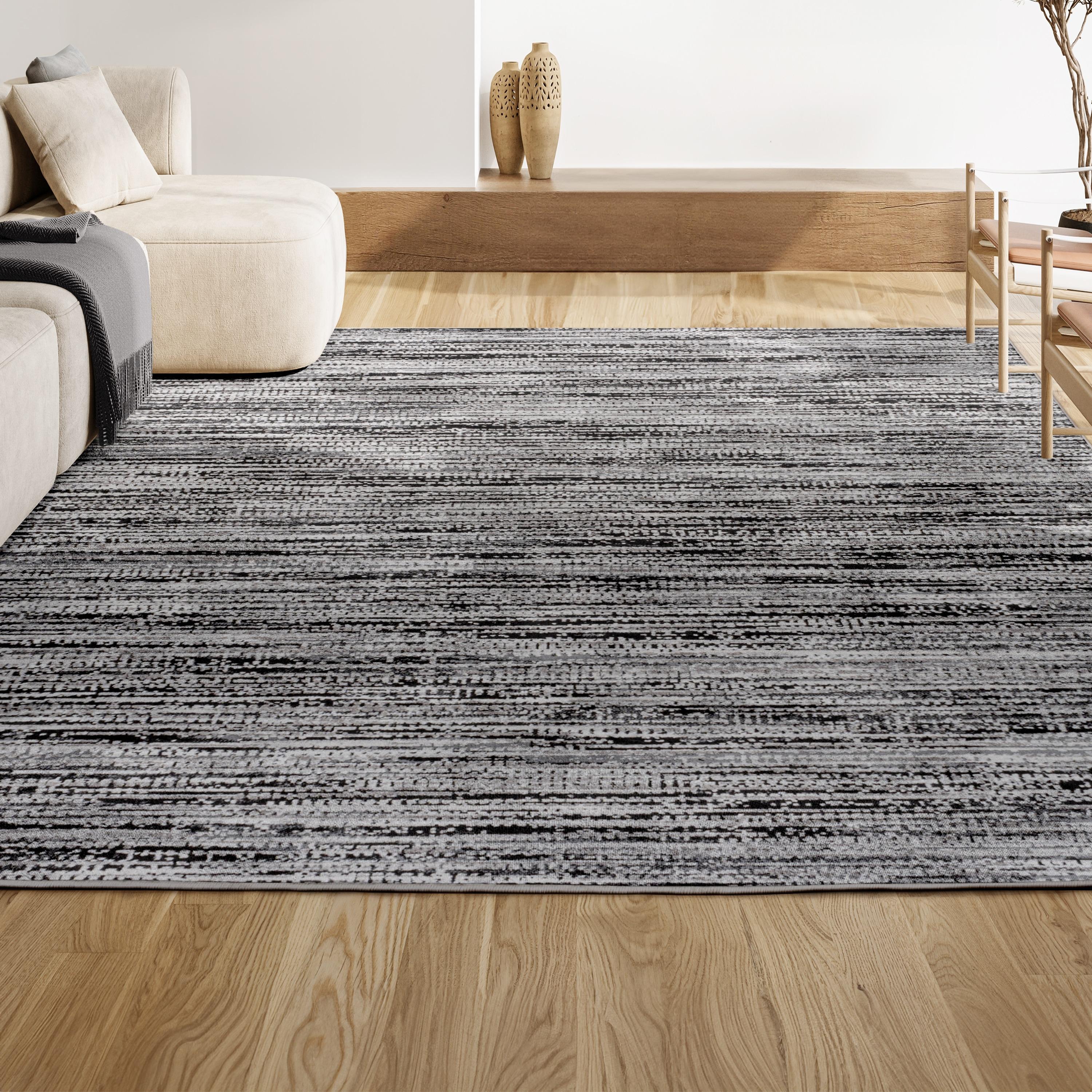 JONATHAN Y Loom Modern Strie'  Black/Gray 8 ft. x 10 ft. Area Rug
