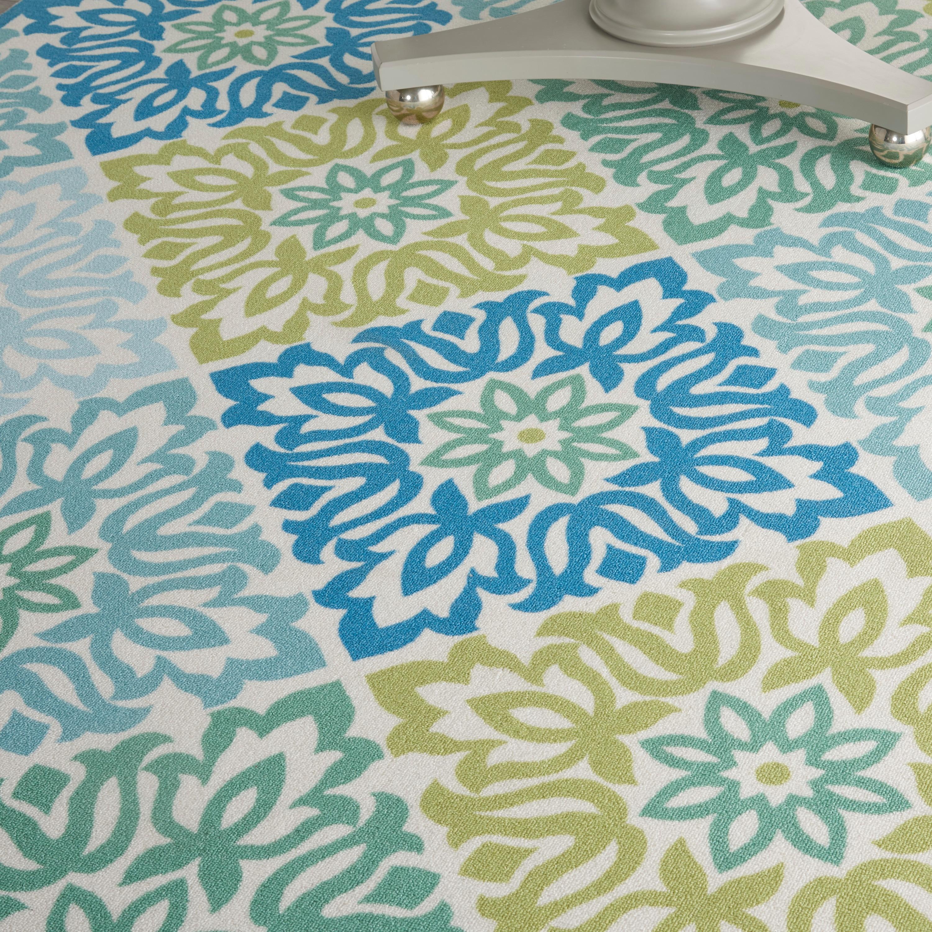 Waverly Sun & Shade "Sweet Things" Marine Indoor/Outdoor Area Rug by Nourison SND23 7'9" x 10'10"